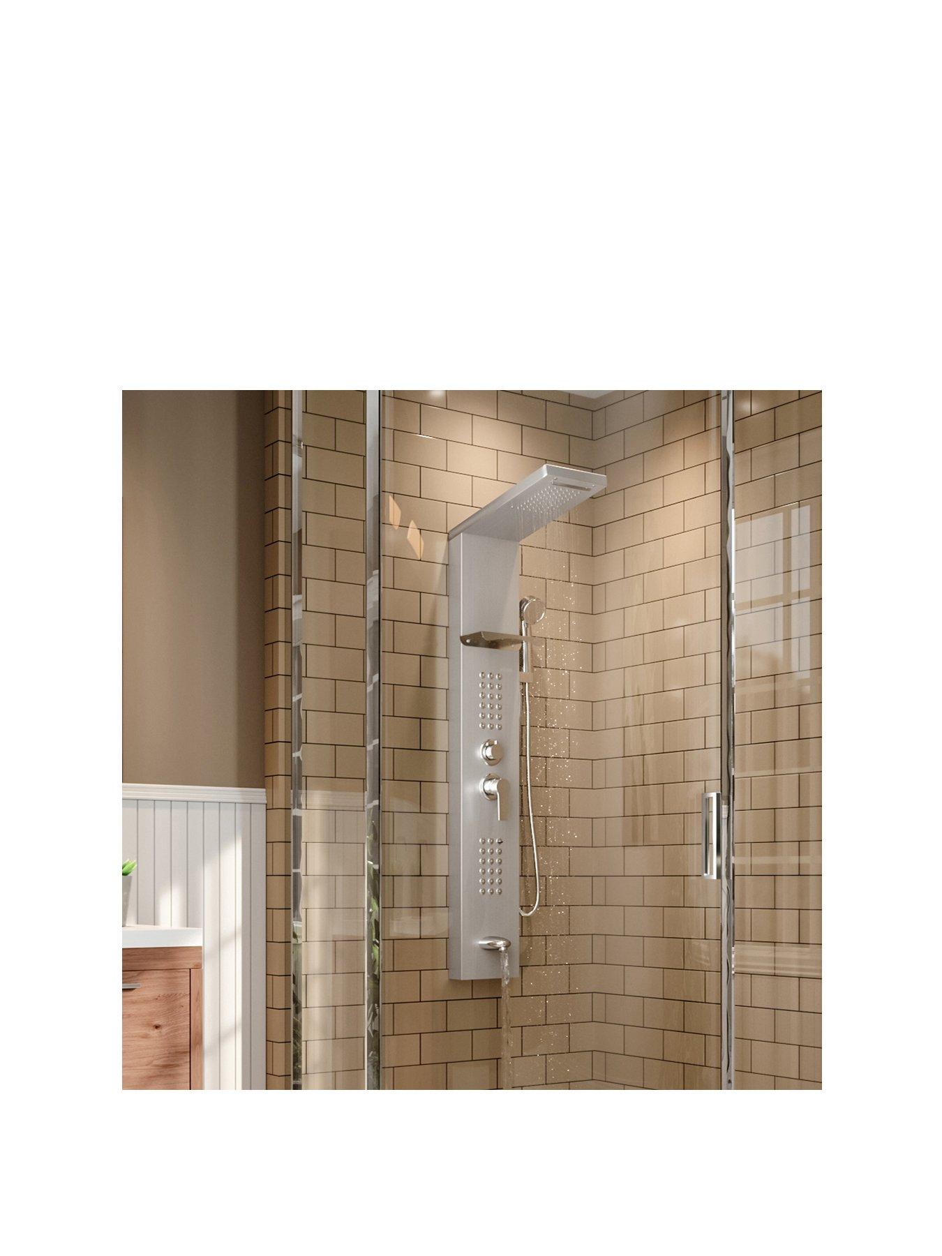  image of living-and-home-silver-wall-mount-shower-panel-tower-system