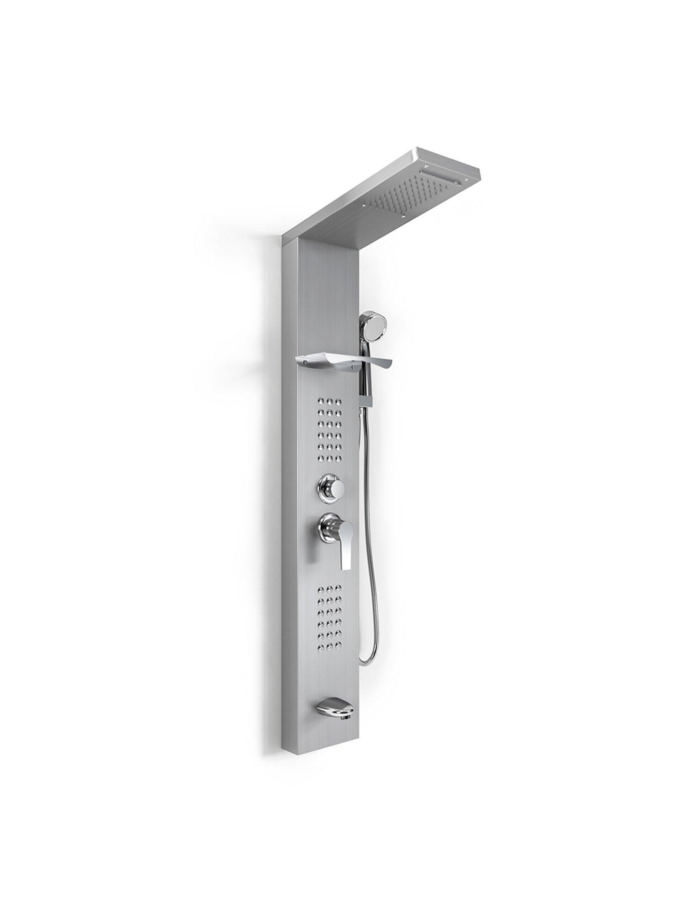  image of living-and-home-silver-wall-mount-shower-panel-tower-system