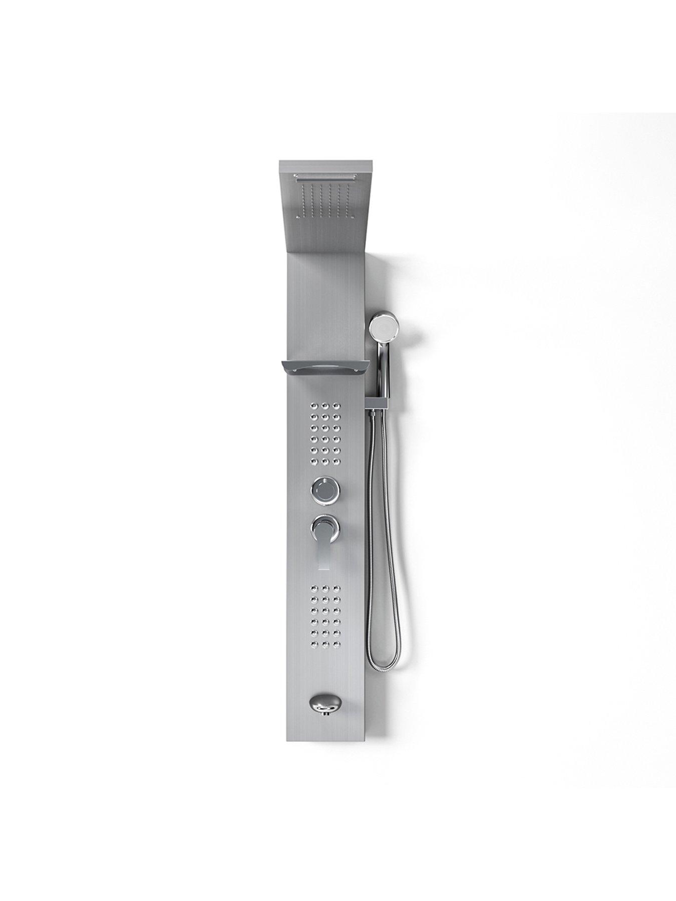  image of living-and-home-silver-wall-mount-shower-panel-tower-system