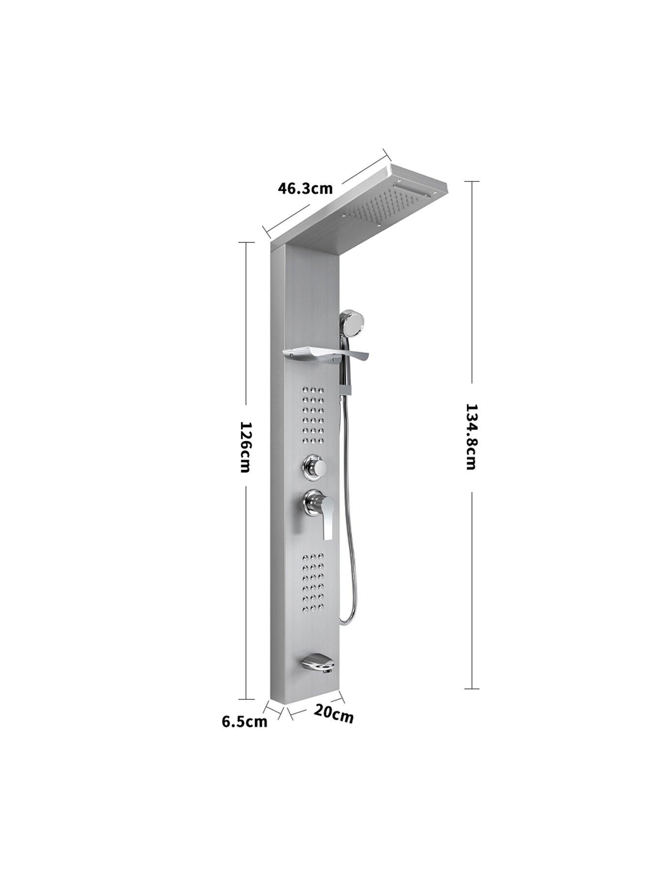  image of living-and-home-silver-wall-mount-shower-panel-tower-system