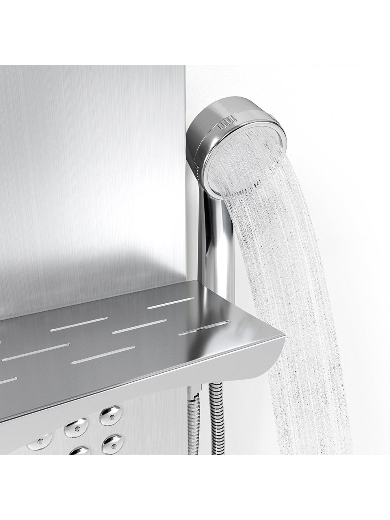  image of living-and-home-silver-wall-mount-shower-panel-tower-system