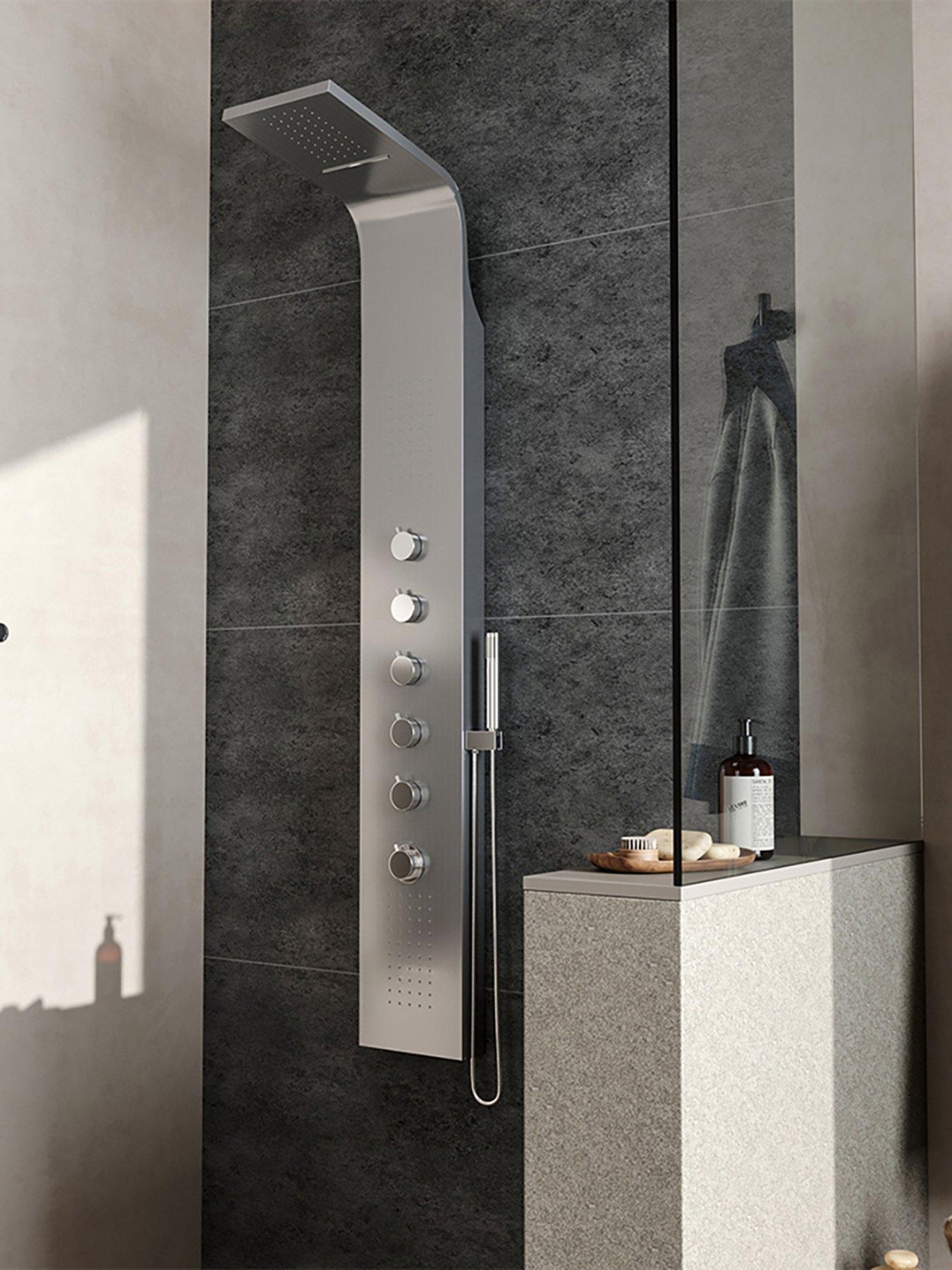 Image 1 of 6 of Living and Home Silver Stainless Steel Exposed Shower Tower Panel Thermostatic Shower Set