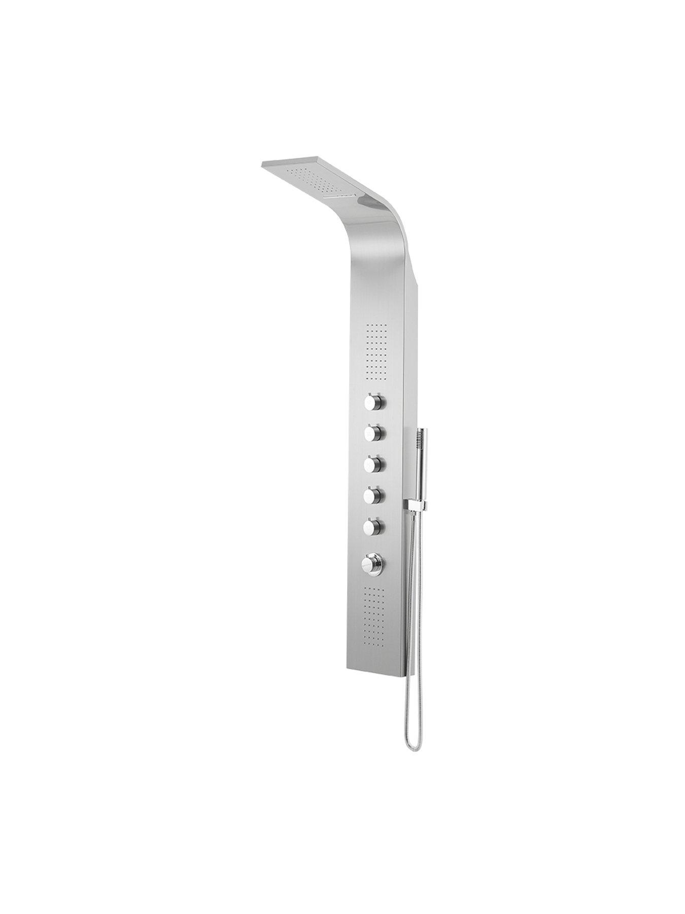Image 4 of 6 of Living and Home Silver Stainless Steel Exposed Shower Tower Panel Thermostatic Shower Set