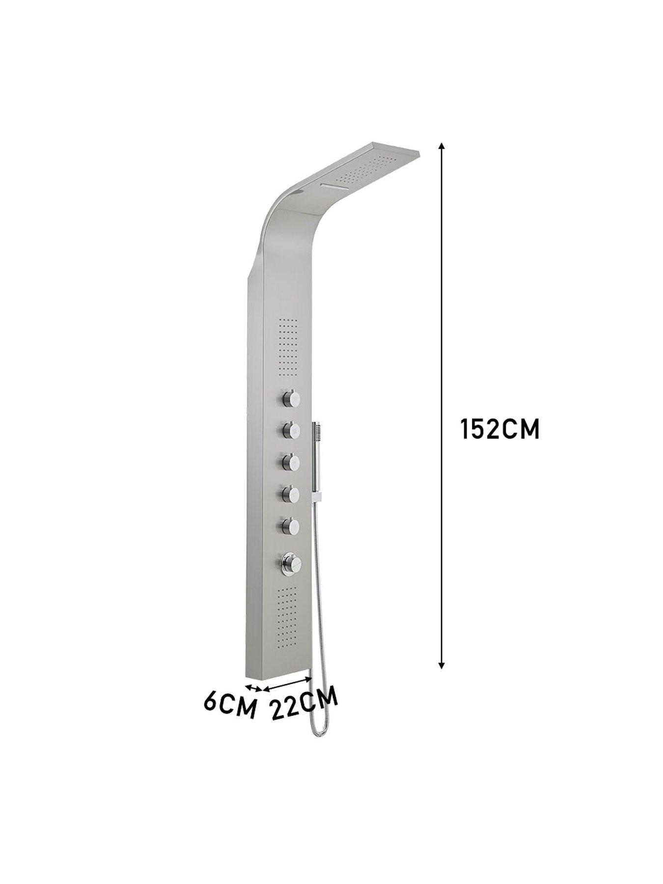 Image 5 of 6 of Living and Home Silver Stainless Steel Exposed Shower Tower Panel Thermostatic Shower Set