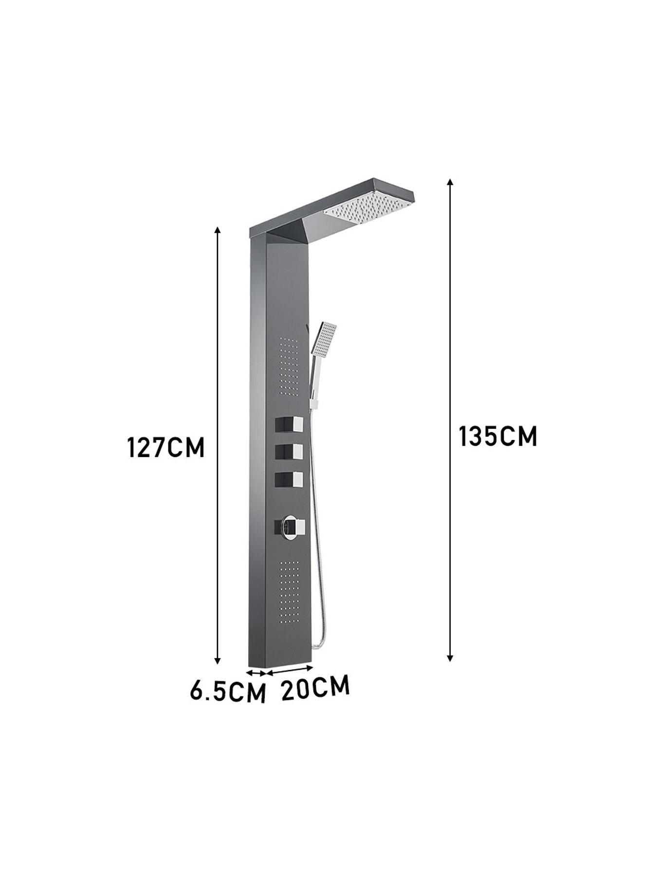  image of living-and-home-black-shower-tower-panel-thermostatic-shower-set