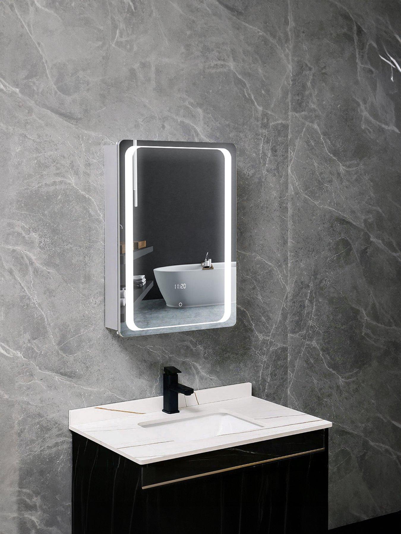 Living and Home Anti Fog LED Mirrored Bathroom Cabinet W 500mm x H 700mm