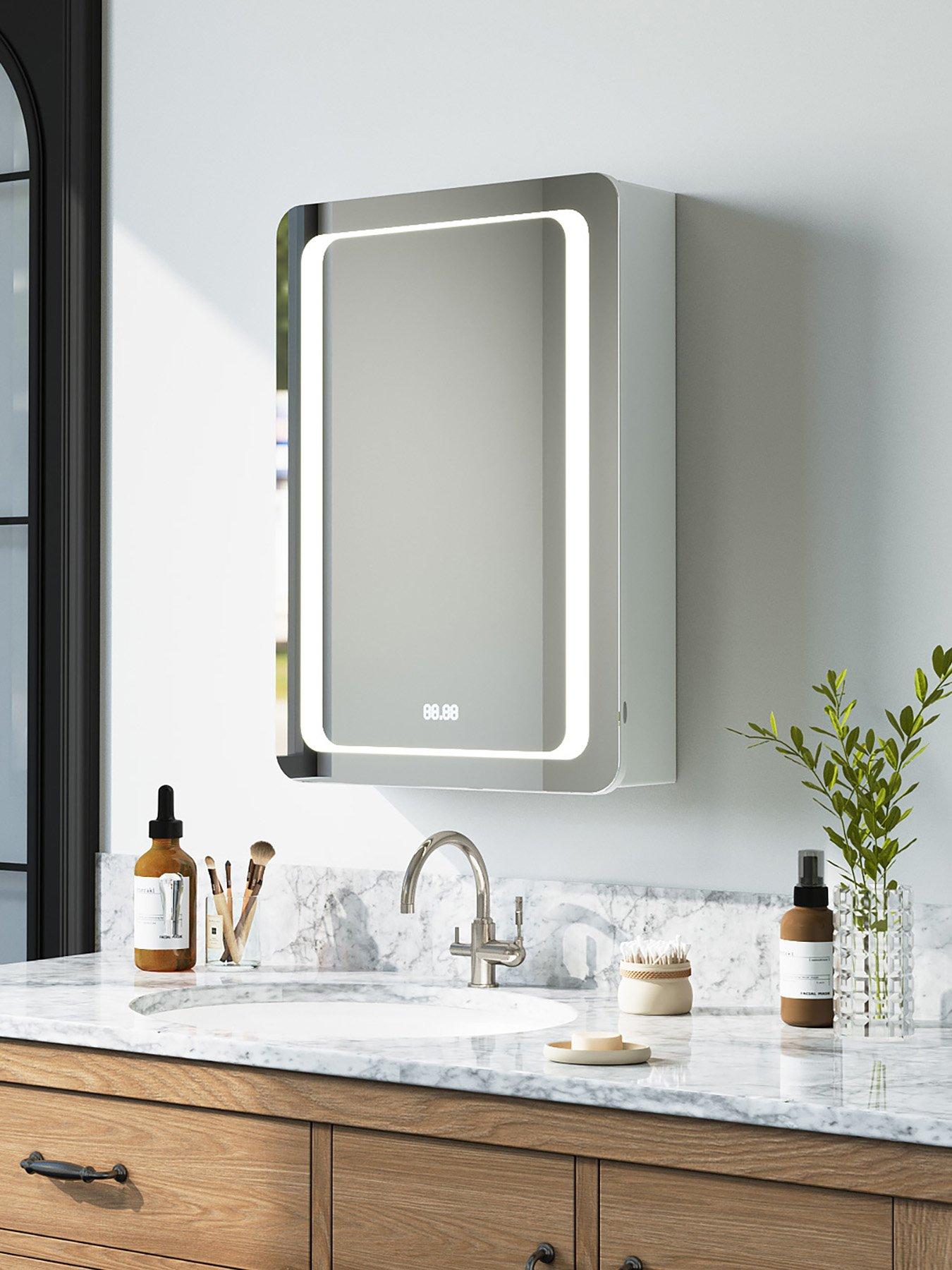 Living and Home Anti Fog LED Mirrored Bathroom Cabinet W 500mm x H 700mm