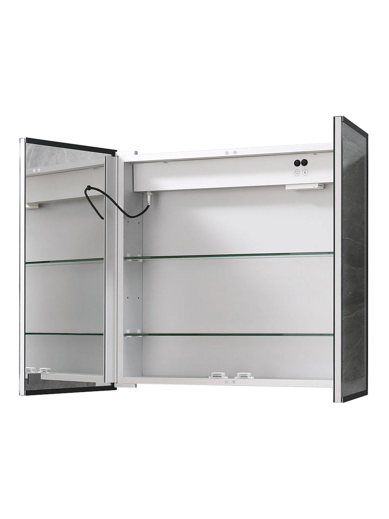 Image 6 of 7 of Living and Home Double Door Anti Fog Led Illuminated Mirrored Bathroom Cabinet With Shaver Socket&amp;bluetooth Speaker W 650 X H 600 Mm