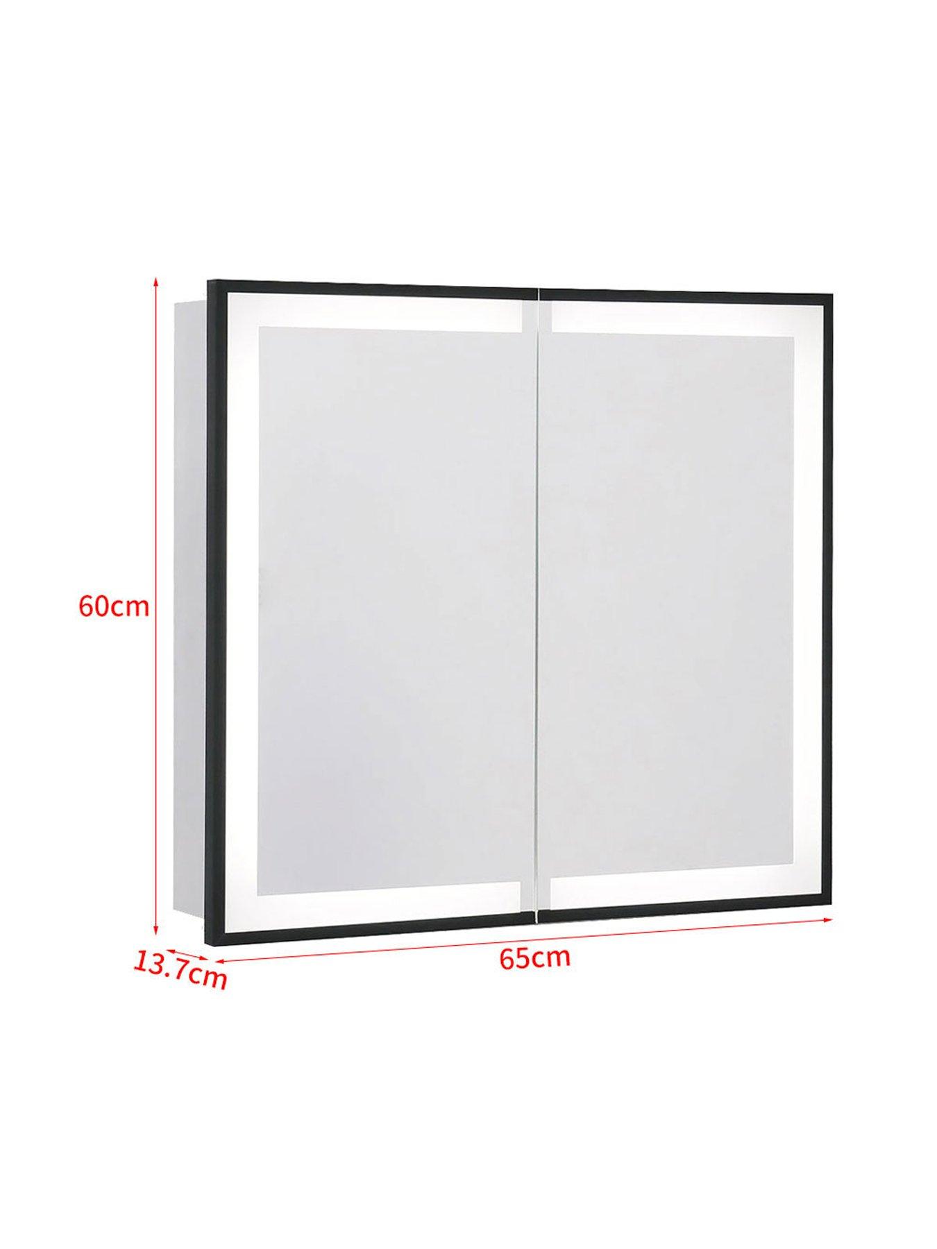 Image 7 of 7 of Living and Home Double Door Anti Fog Led Illuminated Mirrored Bathroom Cabinet With Shaver Socket&amp;bluetooth Speaker W 650 X H 600 Mm