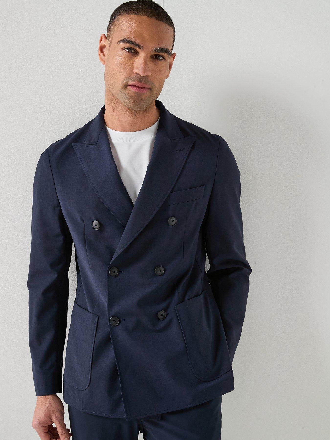 BOSS Boss P-hanry Tech Travel Double Breasted Blazer - Navy