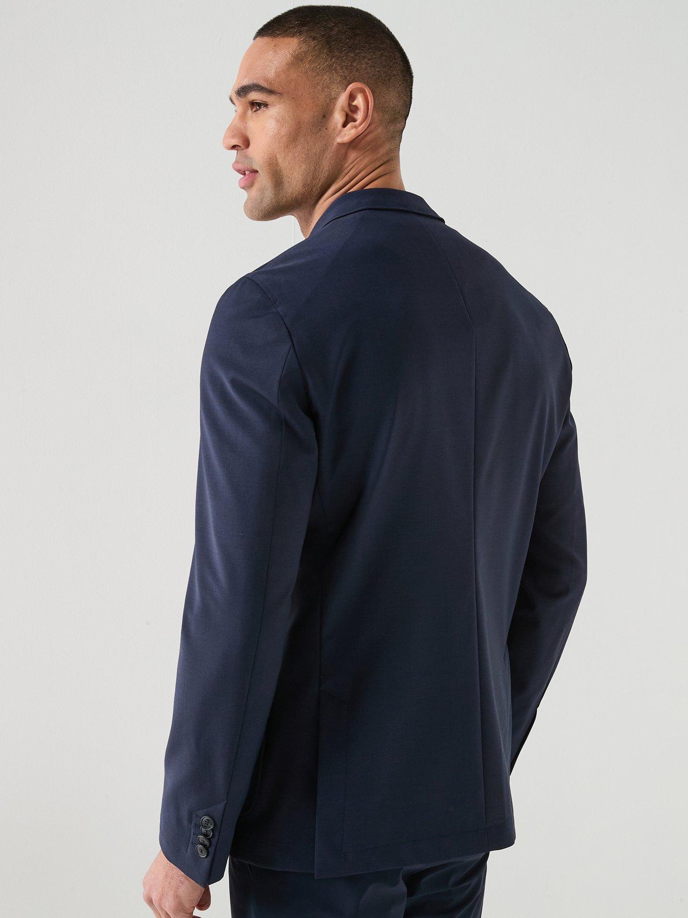 Image 2 of 5 of BOSS P-hanry Tech Travel Double Breasted Blazer - Navy