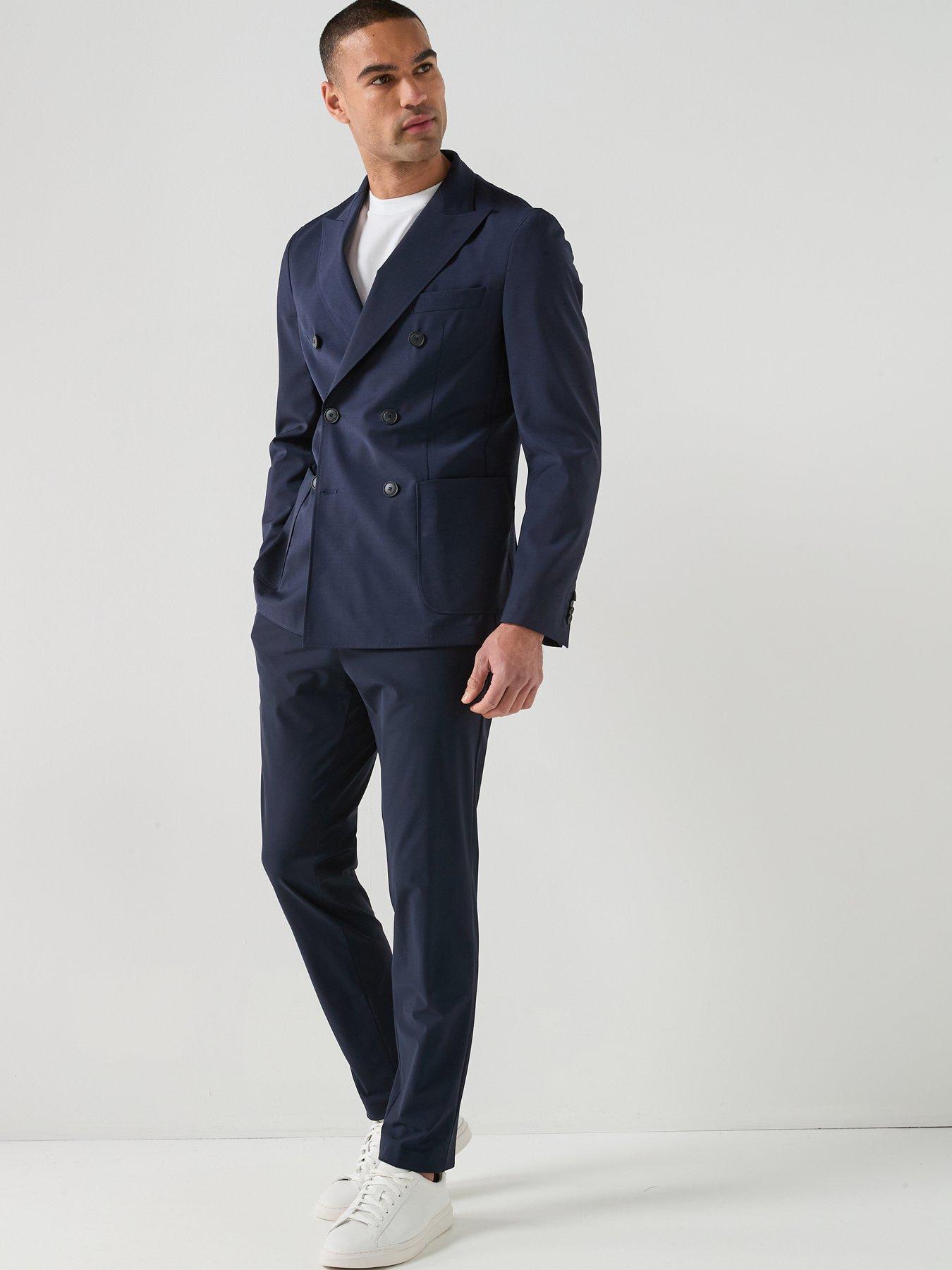 Image 3 of 5 of BOSS P-hanry Tech Travel Double Breasted Blazer - Navy