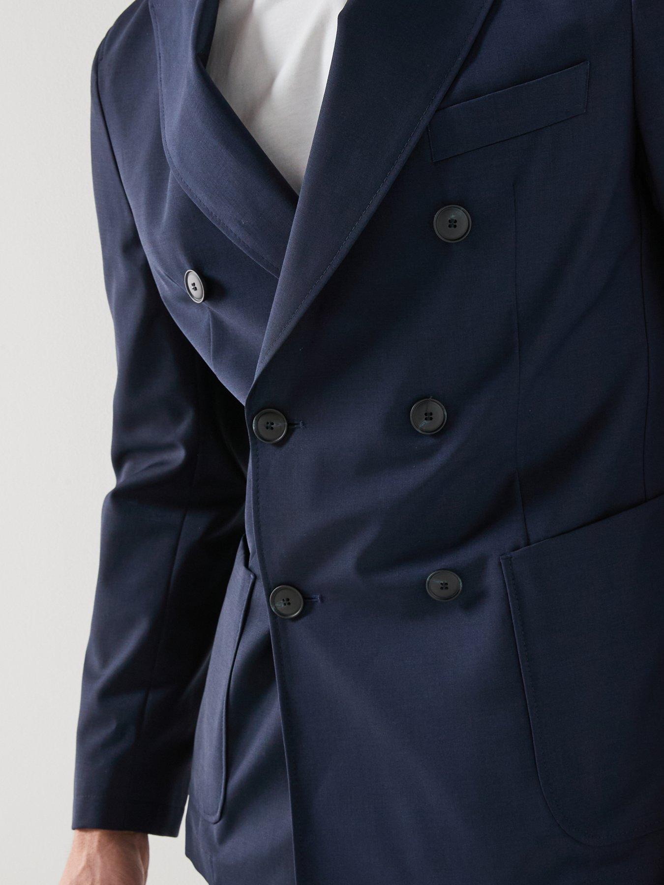 Image 5 of 5 of BOSS P-hanry Tech Travel Double Breasted Blazer - Navy
