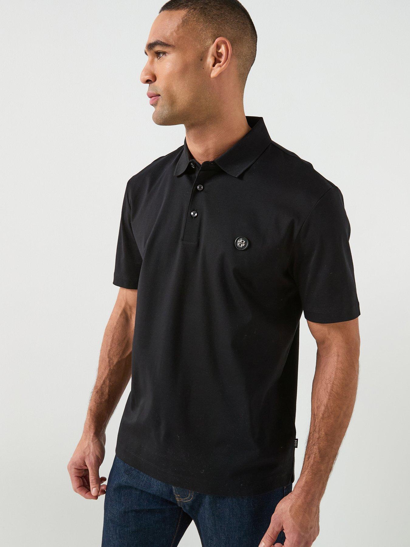 Image 1 of 4 of BOSS C-Parris Regular Fit Nickel Logo Polo Shirt - Black