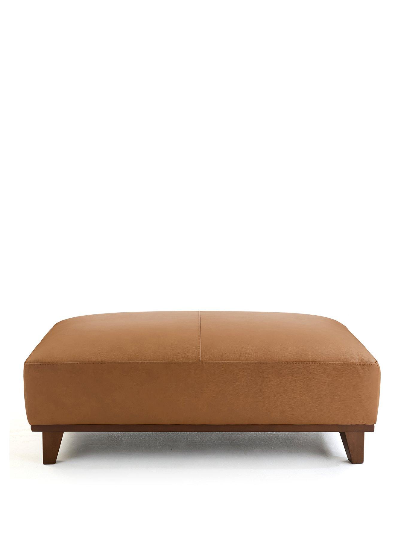 Image 2 of 6 of The Very Collection Chiswick Italian Leather Footstool - FSC&reg; Certified