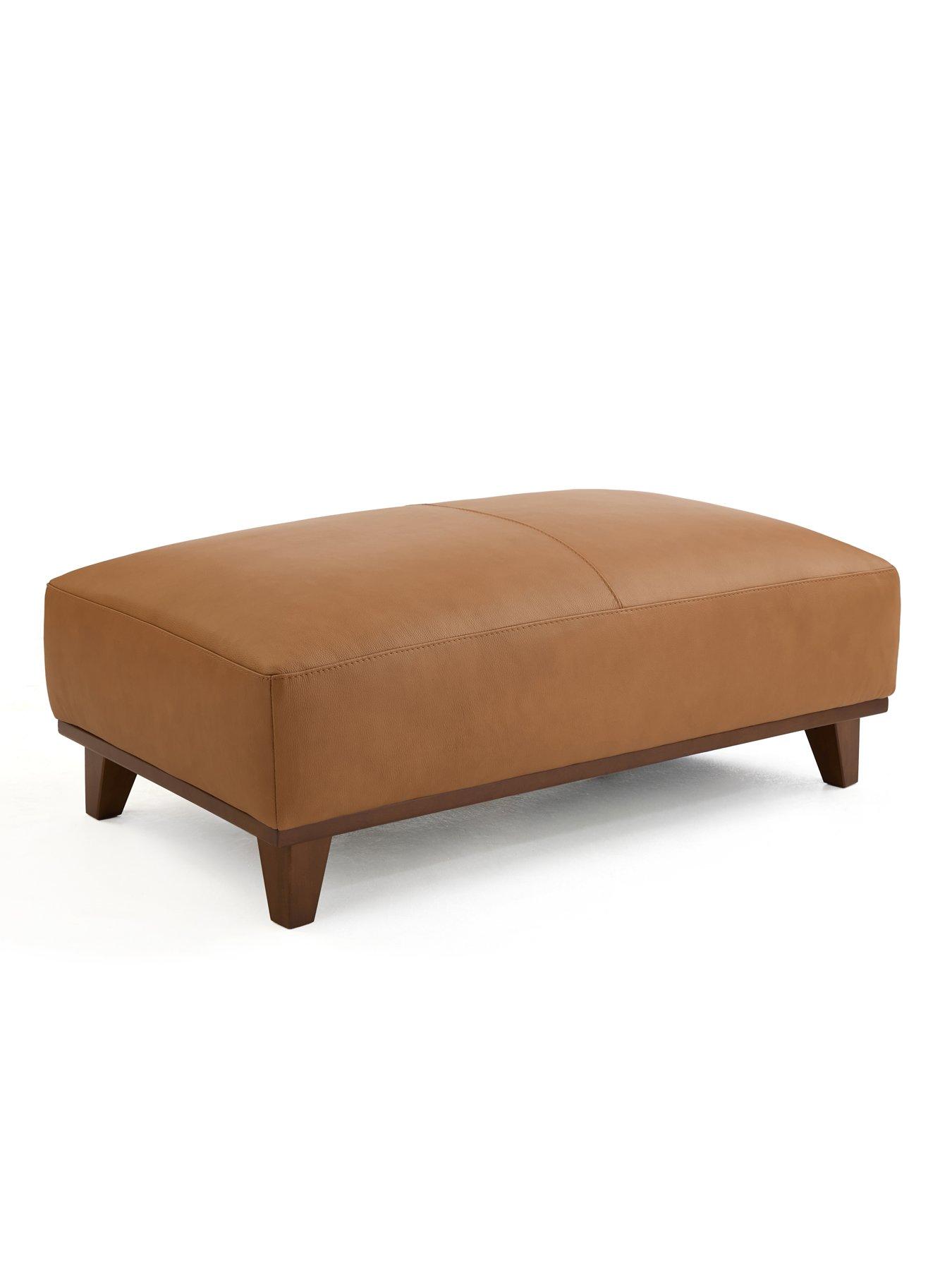Image 3 of 6 of The Very Collection Chiswick Italian Leather Footstool - FSC&reg; Certified