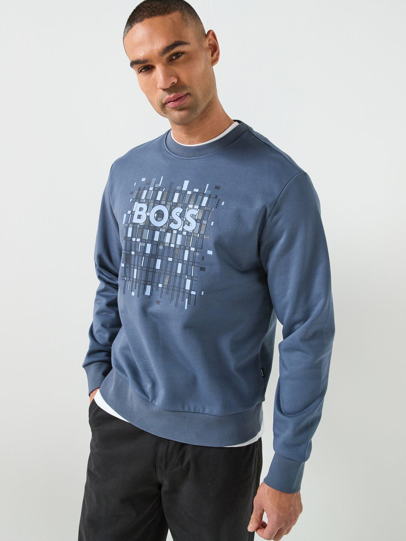 BOSS C-Soleri Graphic Logo Crew Sweater - Blue