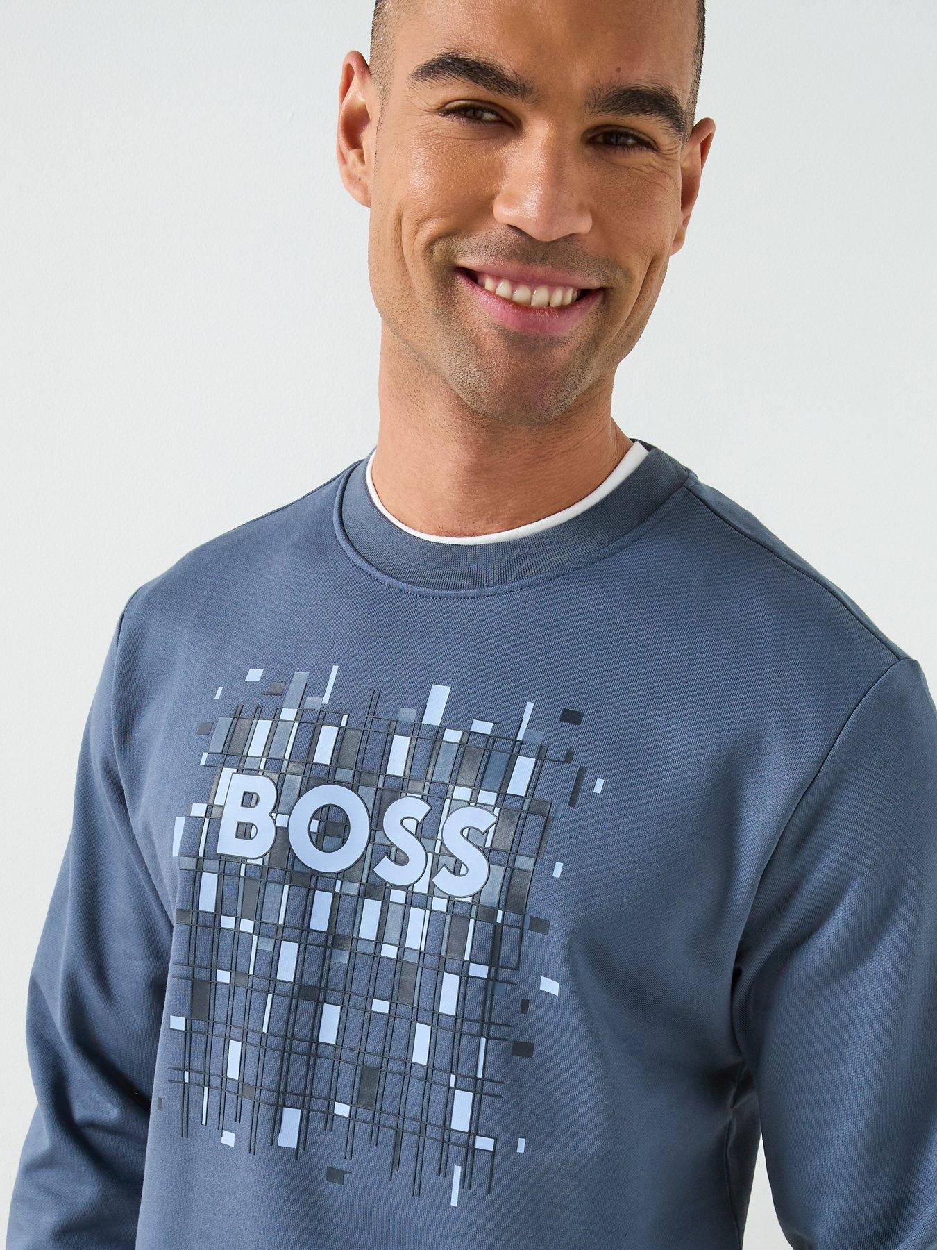 Image 4 of 5 of BOSS C-Soleri Graphic Logo Crew Sweater - Blue