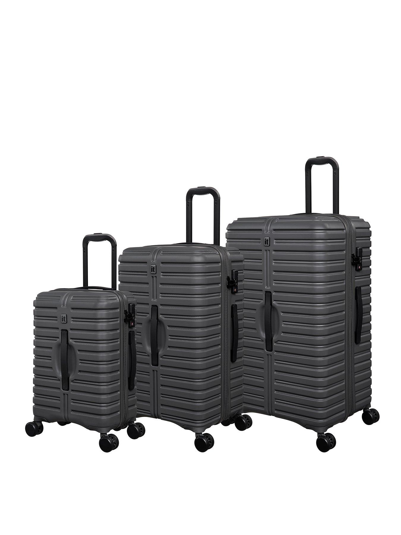 Image 1 of 7 of it Luggage Jumbo Charcoal 3pc Suitcase Set