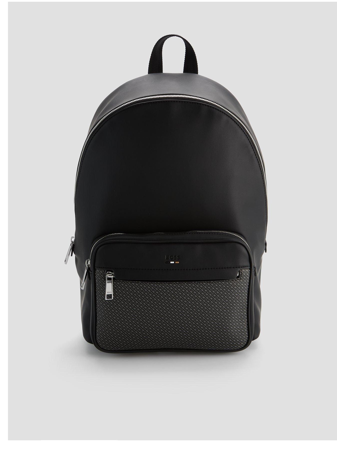 BOSS Ray Monogram PU Backpack - Black