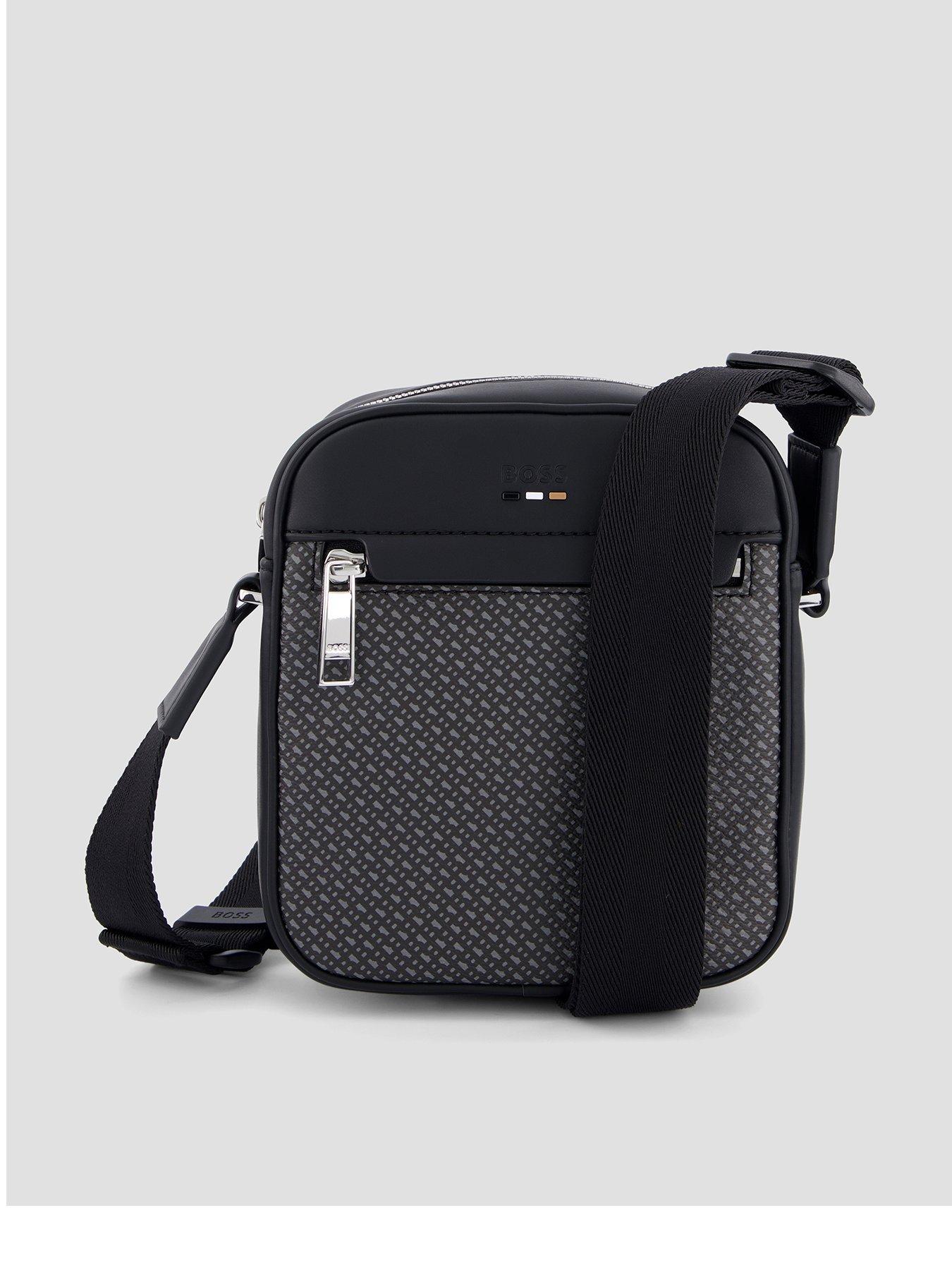 Image 1 of 4 of BOSS Ray Monogram PU Crossbody Bag - Black