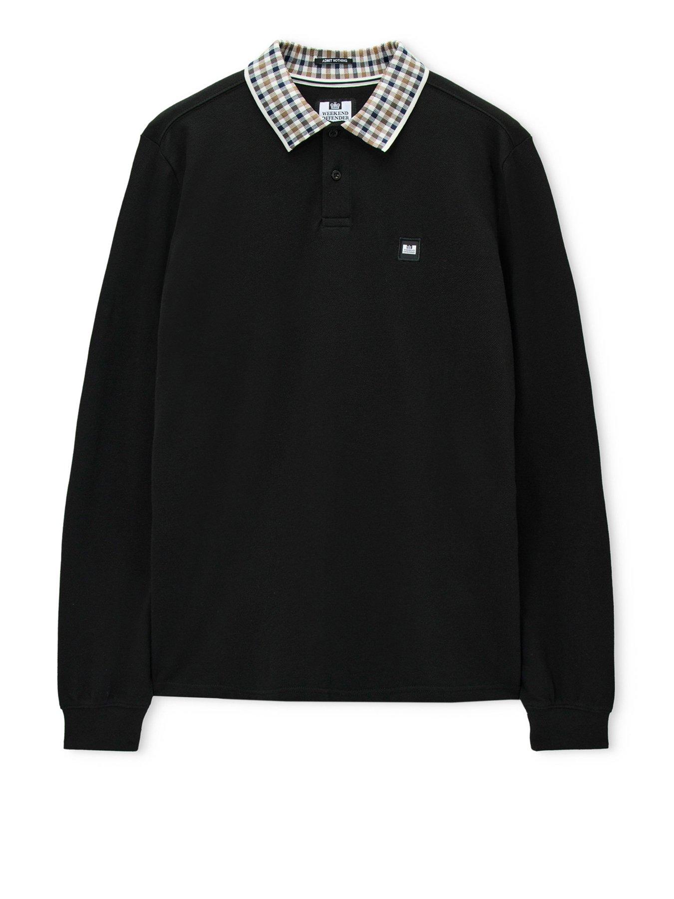 Image 4 of 6 of Weekend Offender Lindley Long Sleeve Polo Shirt - Black