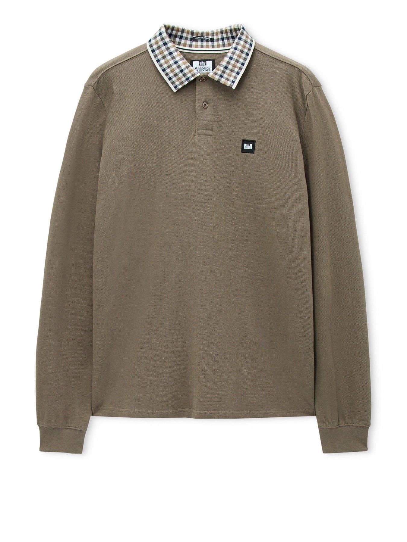 Image 4 of 6 of Weekend Offender Lindley Long Sleeve Polo Shirt - Brown