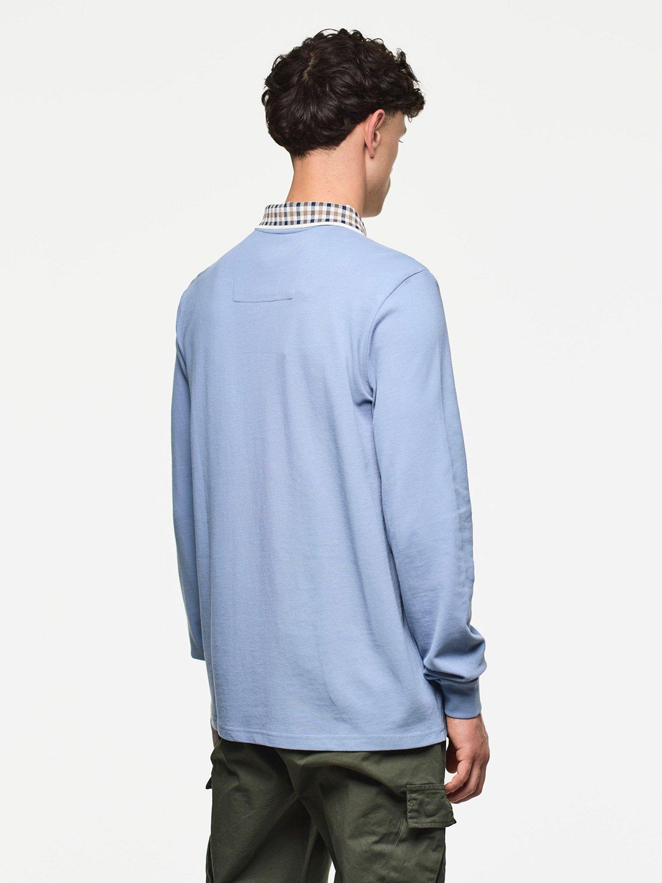  image of weekend-offender-lindley-long-sleeve-polo-shirt-blue