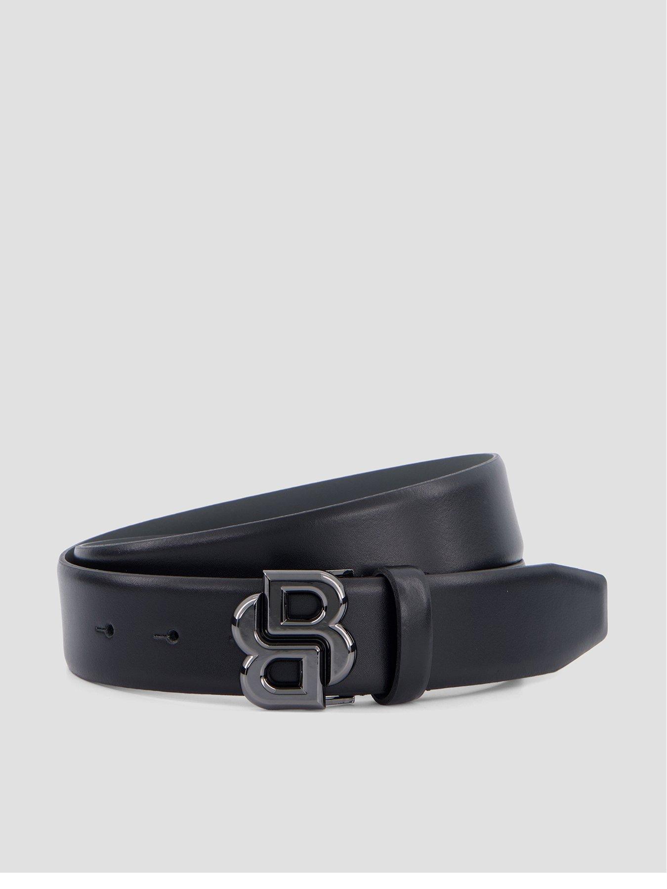 BOSS Icon-g Bb Plaque Leather Belt - Black