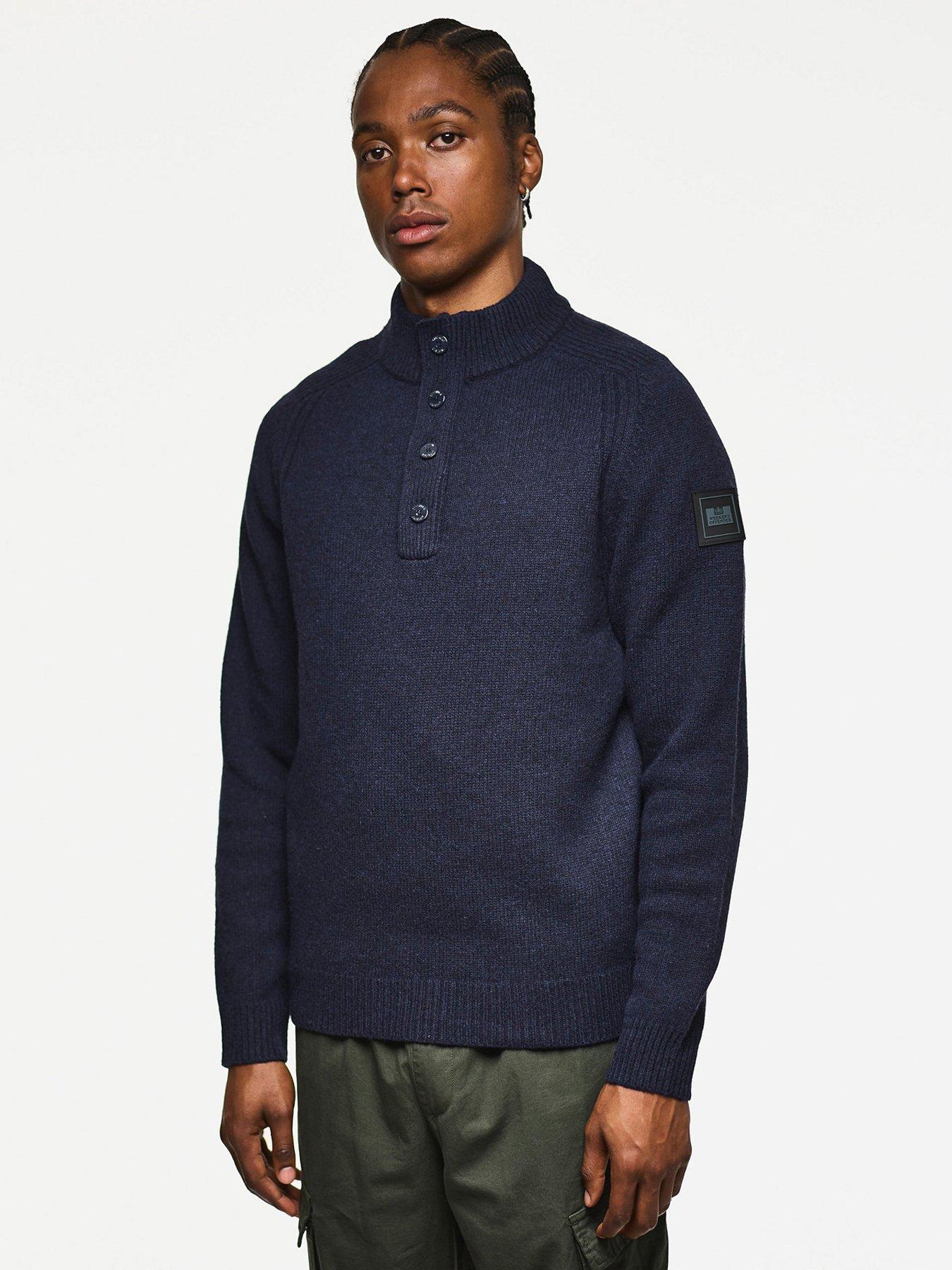 Weekend Offender Castillos Knitted Wool Funnel Neck Jumper - Navy