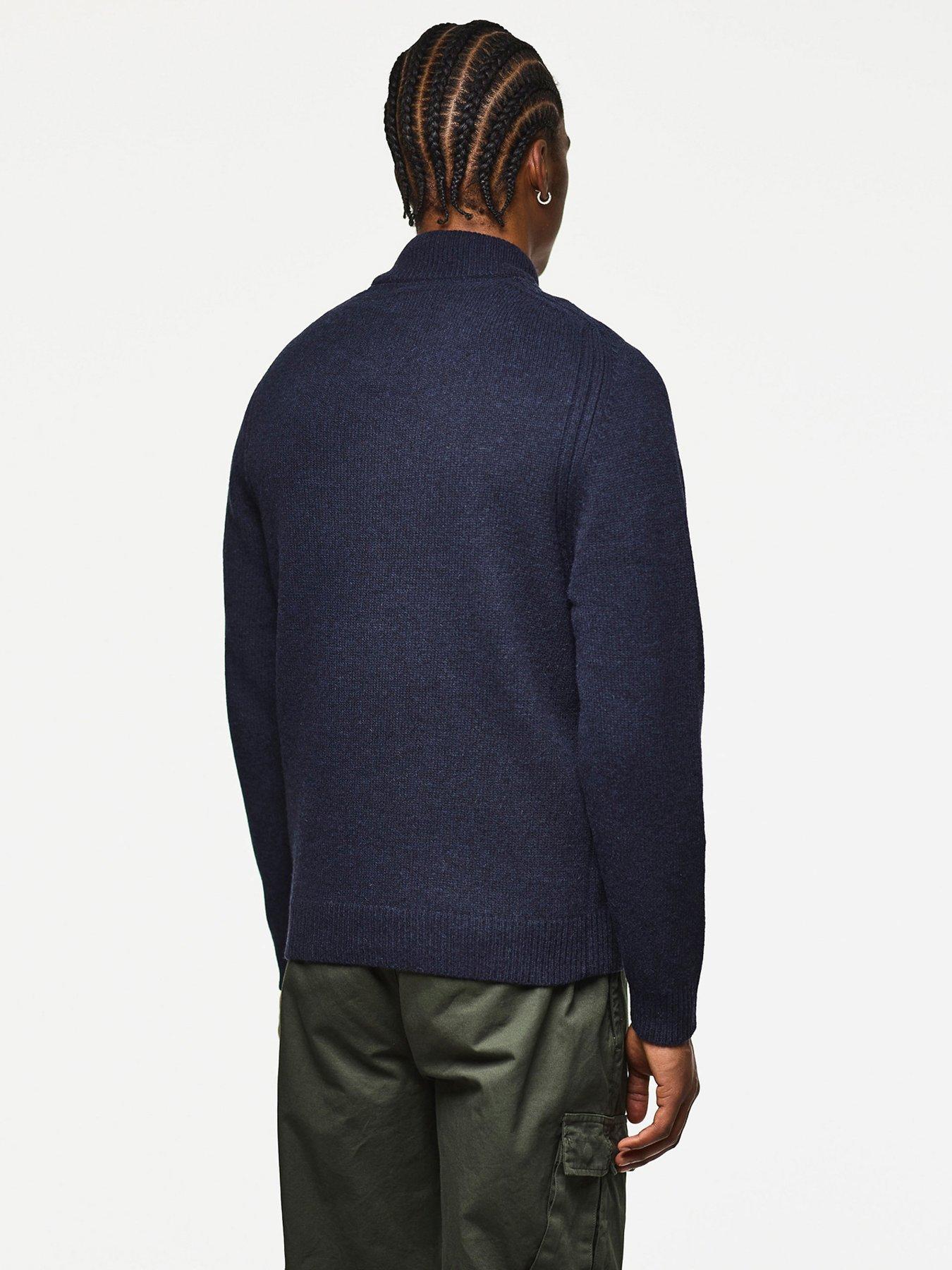 Image 2 of 5 of Weekend Offender Castillos Knitted Wool Funnel Neck Jumper - Navy
