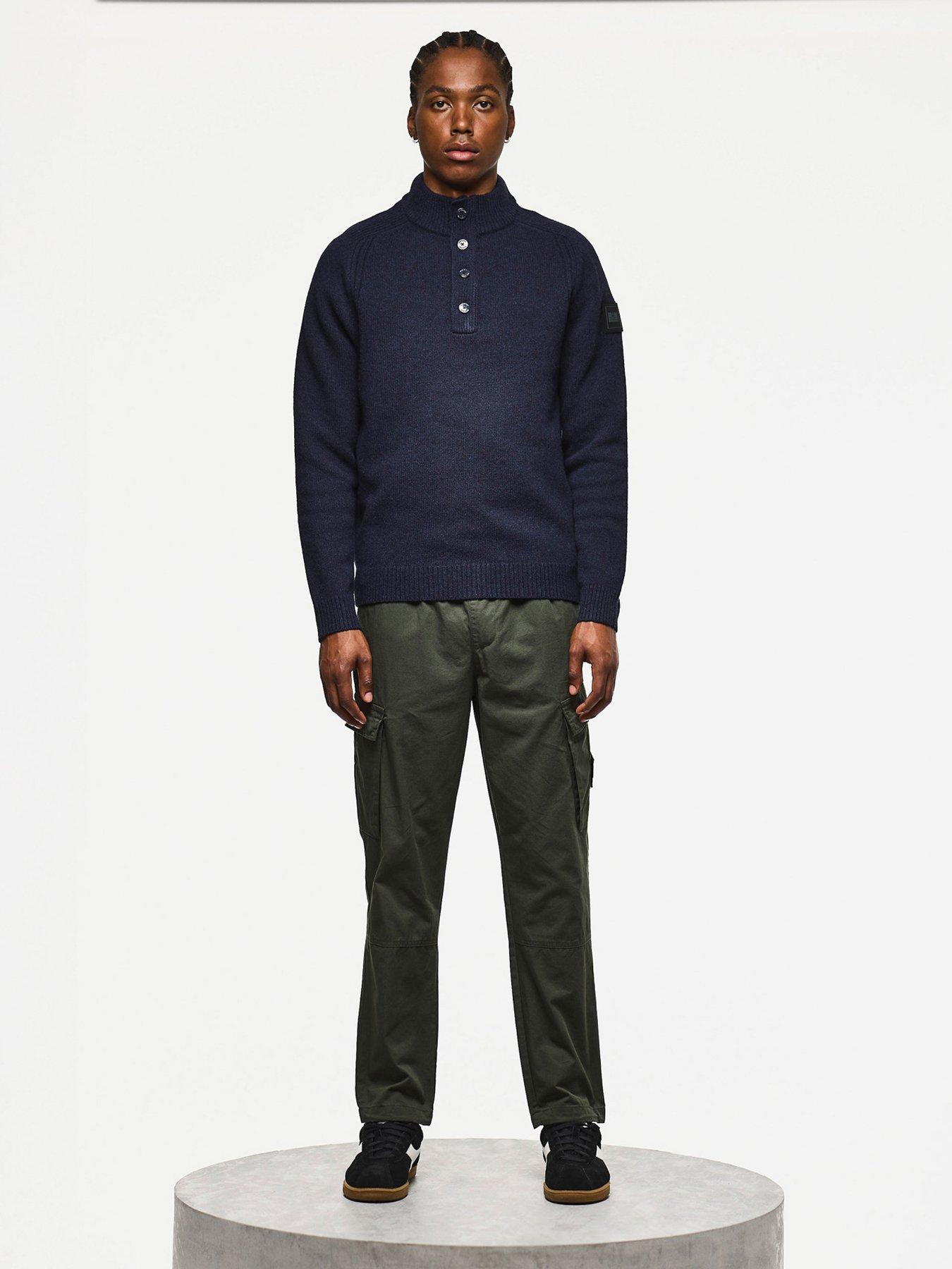 Image 3 of 5 of Weekend Offender Castillos Knitted Wool Funnel Neck Jumper - Navy