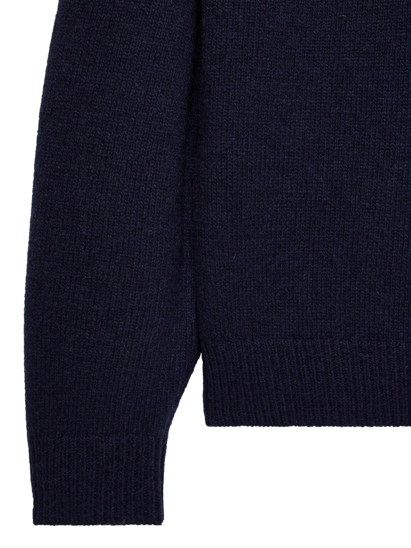 Image 5 of 5 of Weekend Offender Castillos Knitted Wool Funnel Neck Jumper - Navy