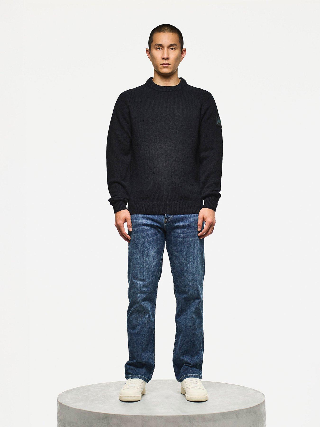 Image 2 of 5 of Weekend Offender Zagreb Crew Knitted Wool Jumper - Black