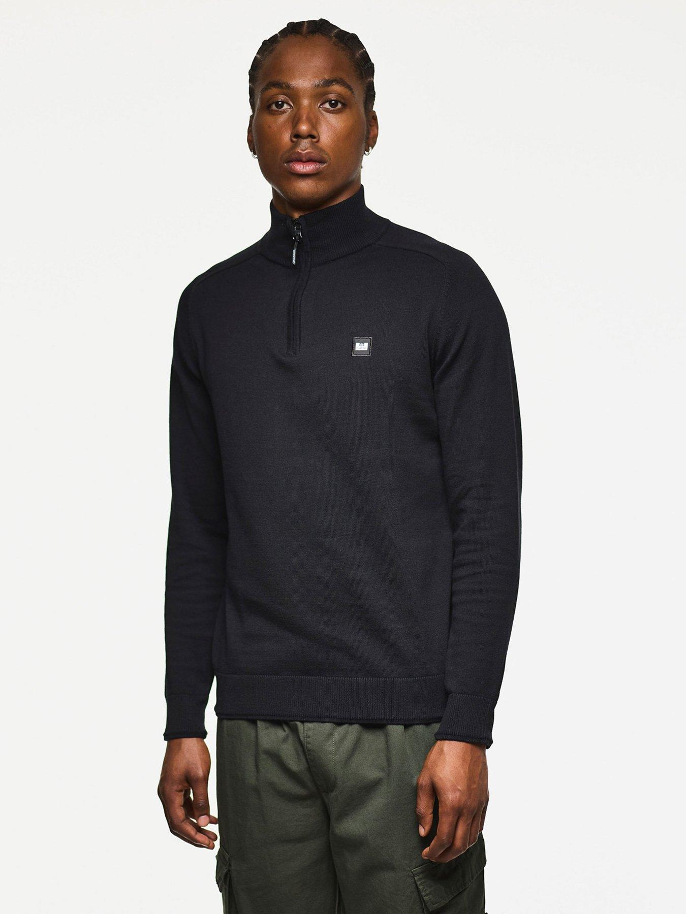 Weekend Offender Pierre Quarter Zip Knitted Jumper - Black