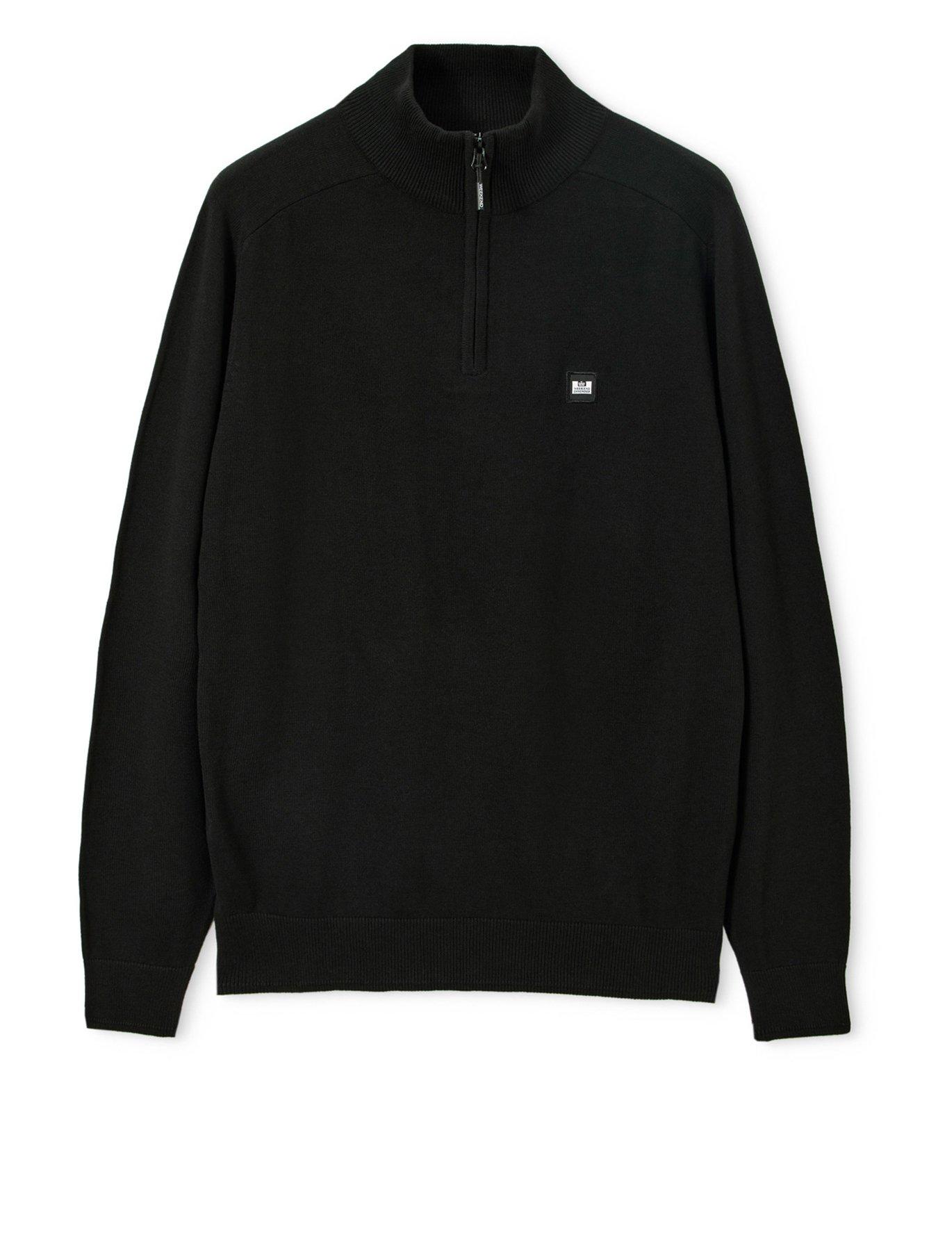 Image 4 of 6 of Weekend Offender Pierre Quarter Zip Knitted Jumper - Black
