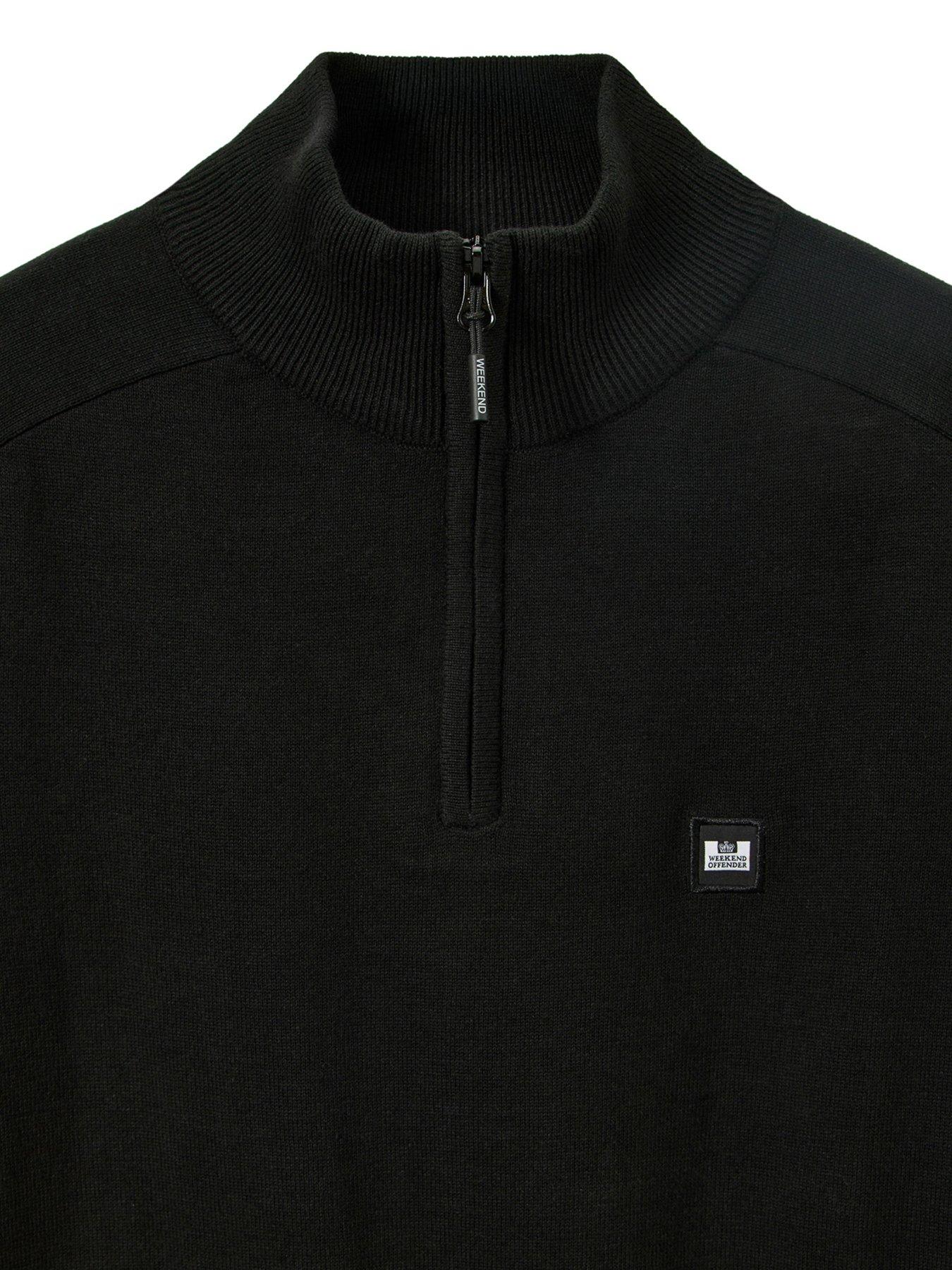 Image 5 of 6 of Weekend Offender Pierre Quarter Zip Knitted Jumper - Black