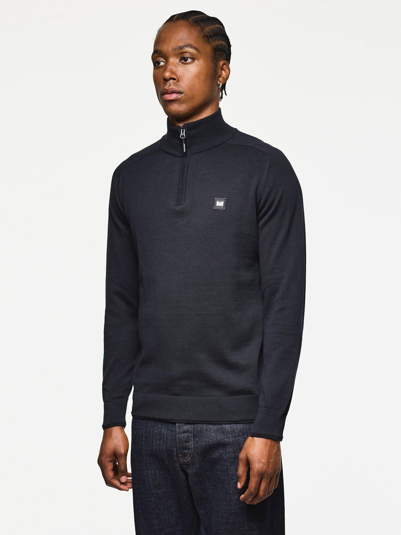 undefined Pierre Quarter Zip Knitted Jumper - Navy