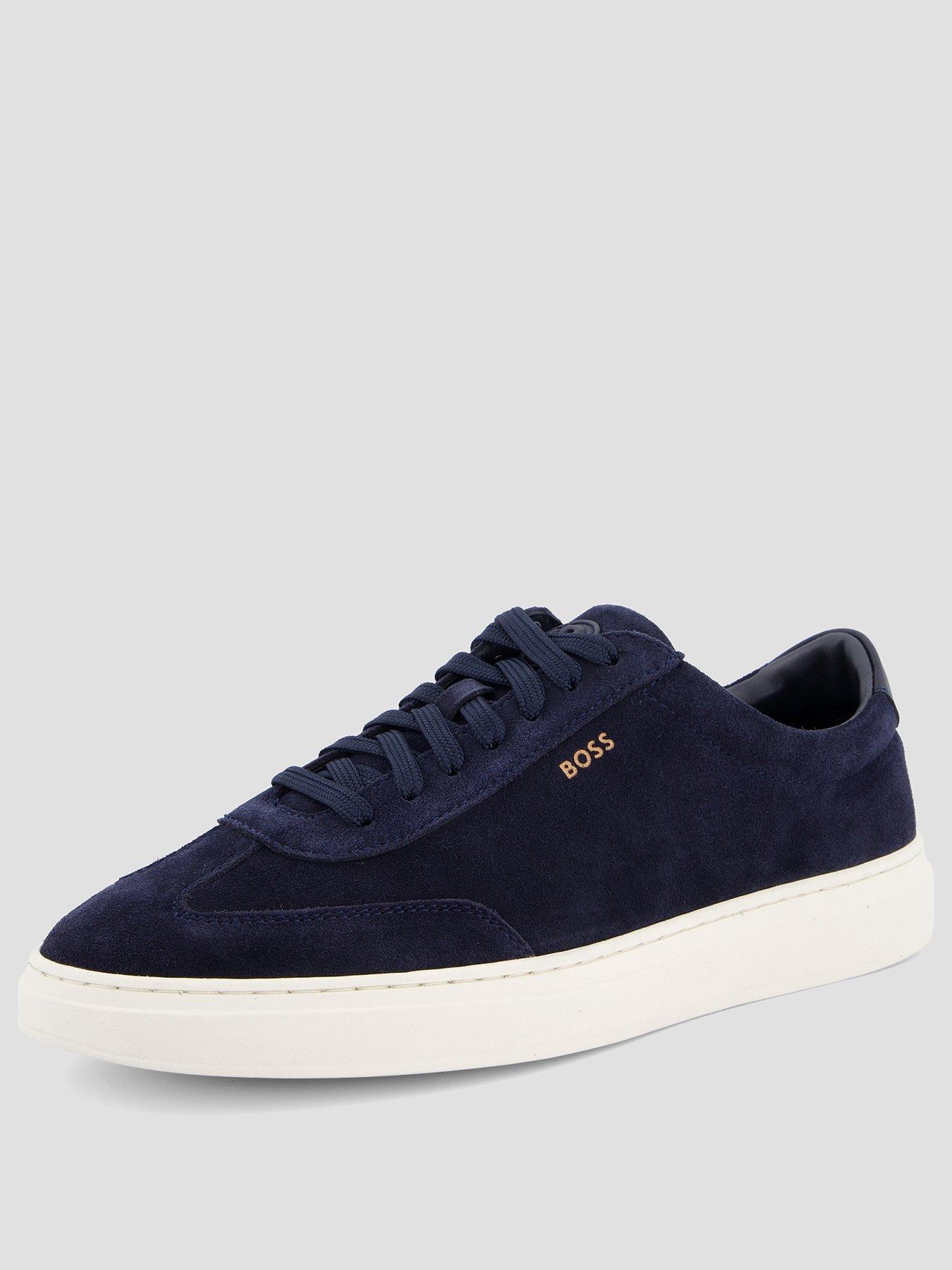  image of boss-kieran-tenn-suede-trainers-navy
