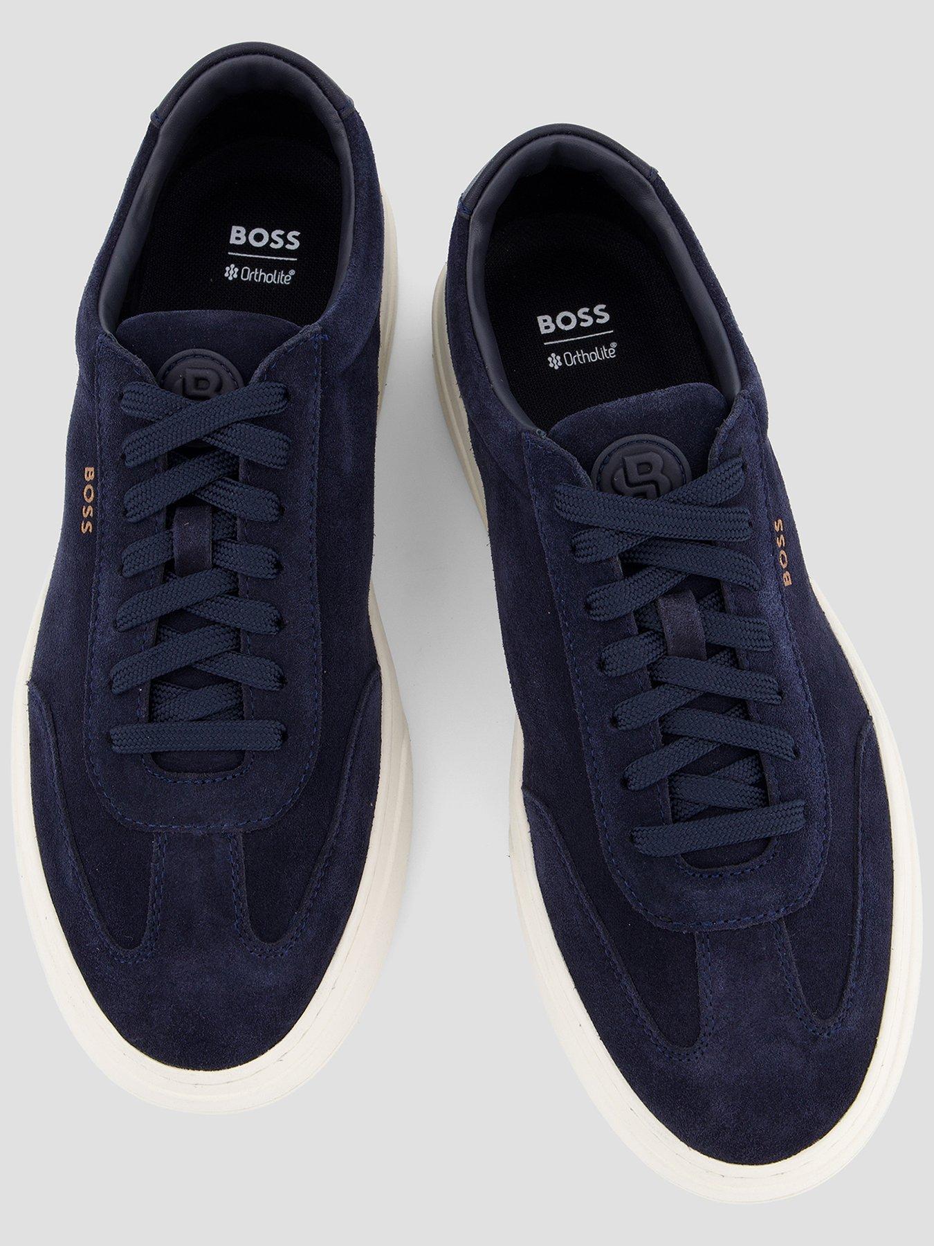 image of boss-kieran-tenn-suede-trainers-navy