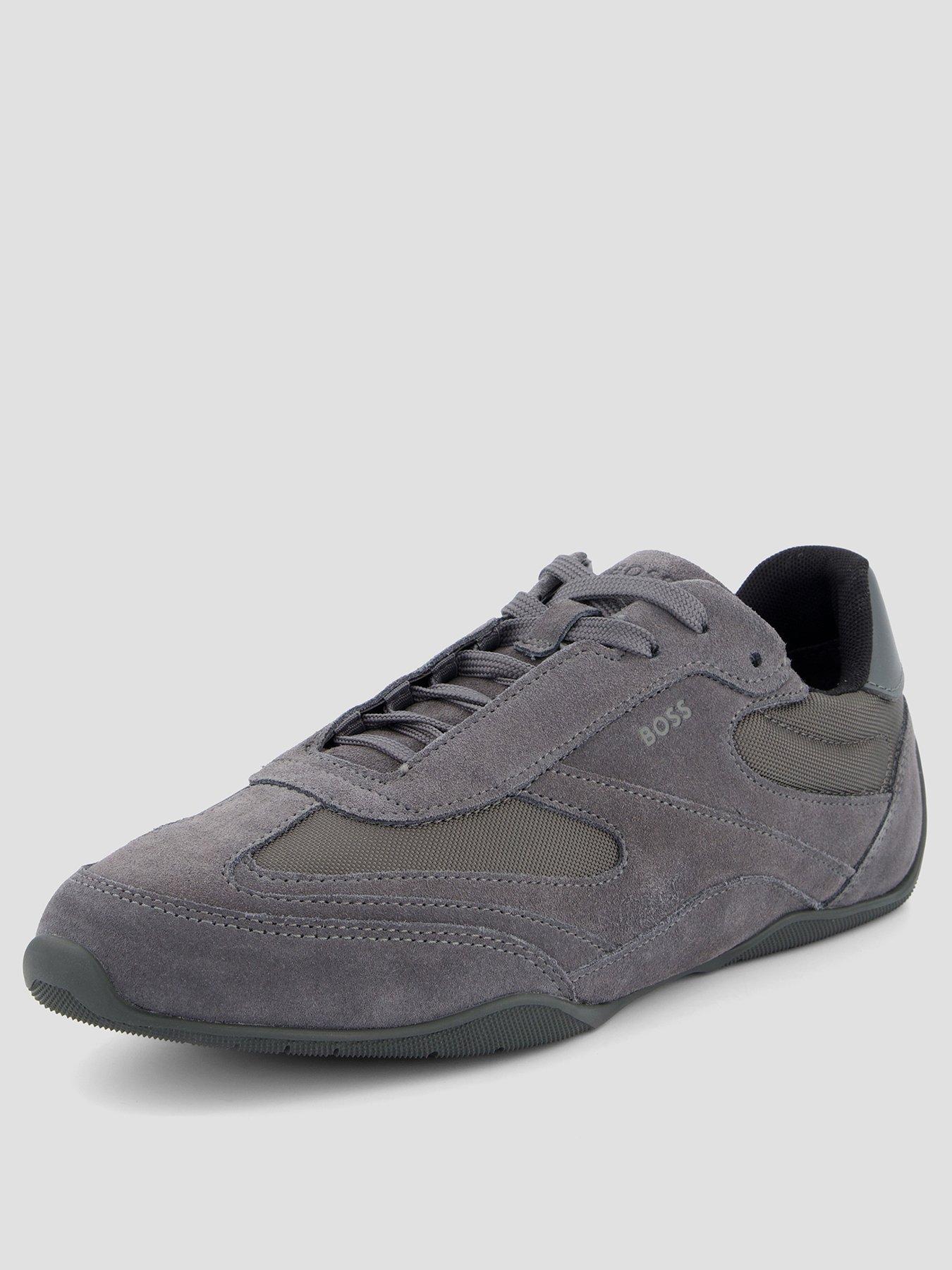  image of boss-jaylen-low-profile-suede-trainers-grey
