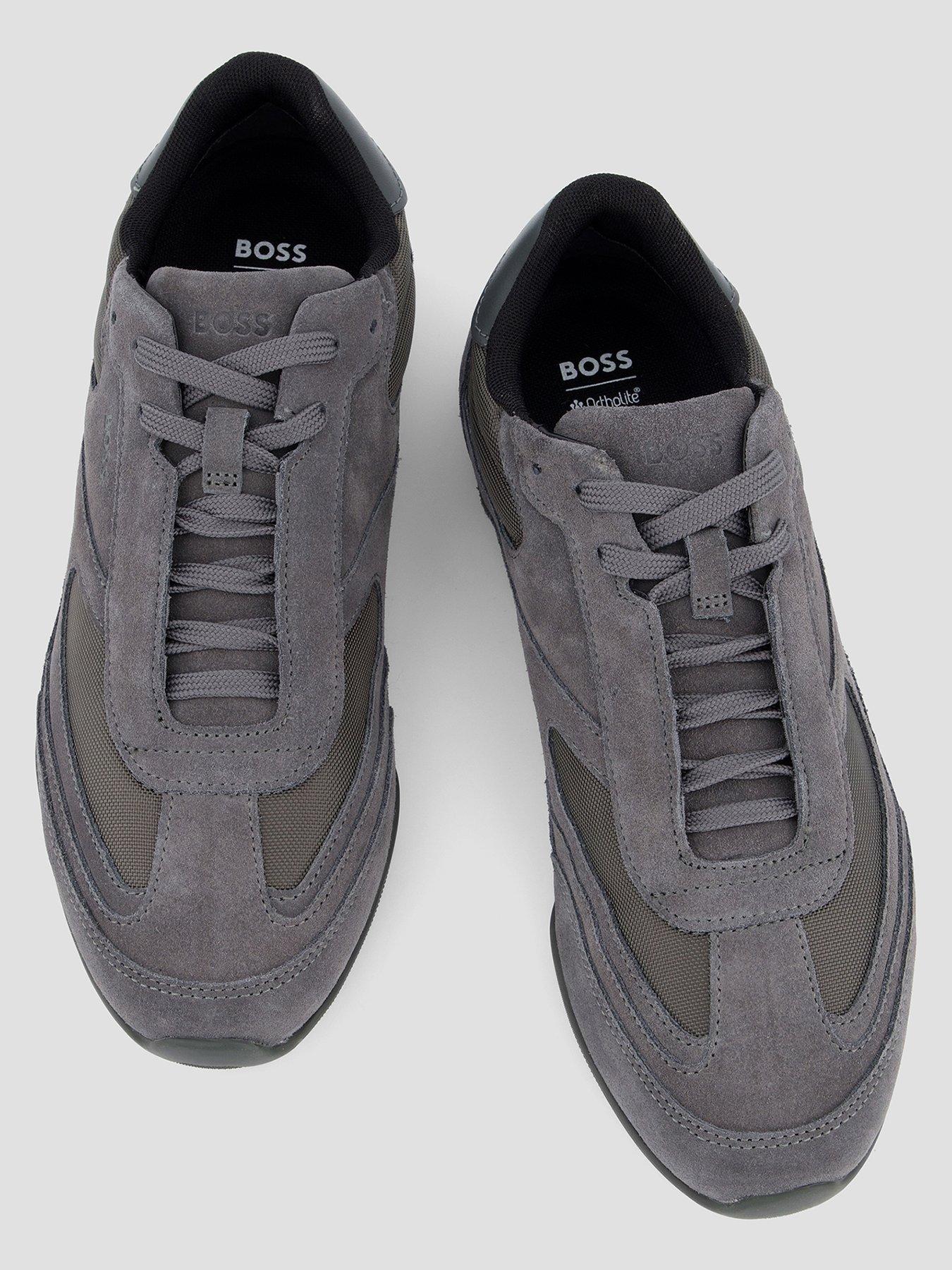 image of boss-jaylen-low-profile-suede-trainers-grey