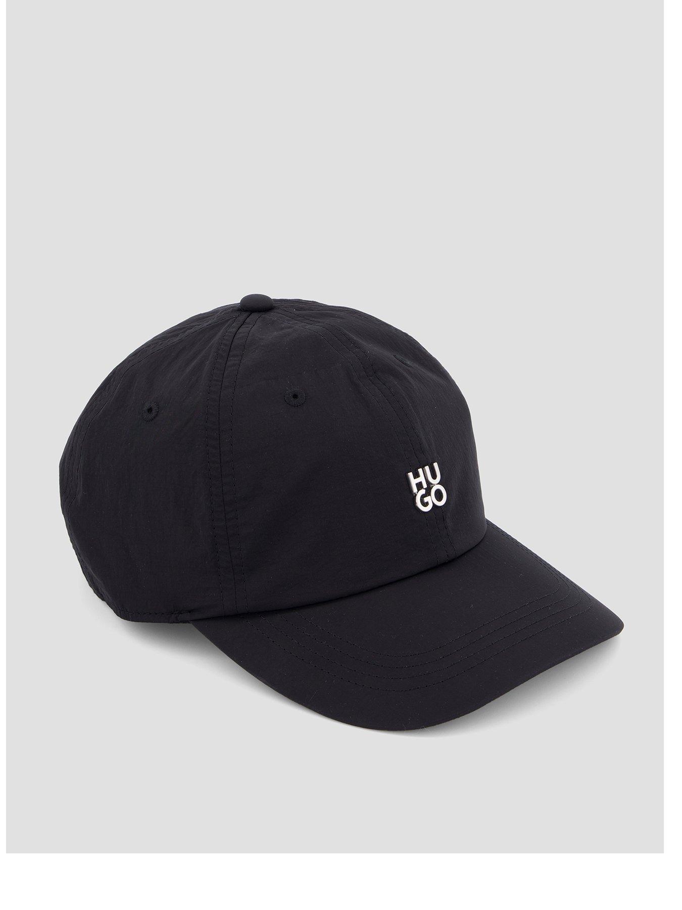 front image of hugo-nickel-stacked-logo-baseball-cap-black