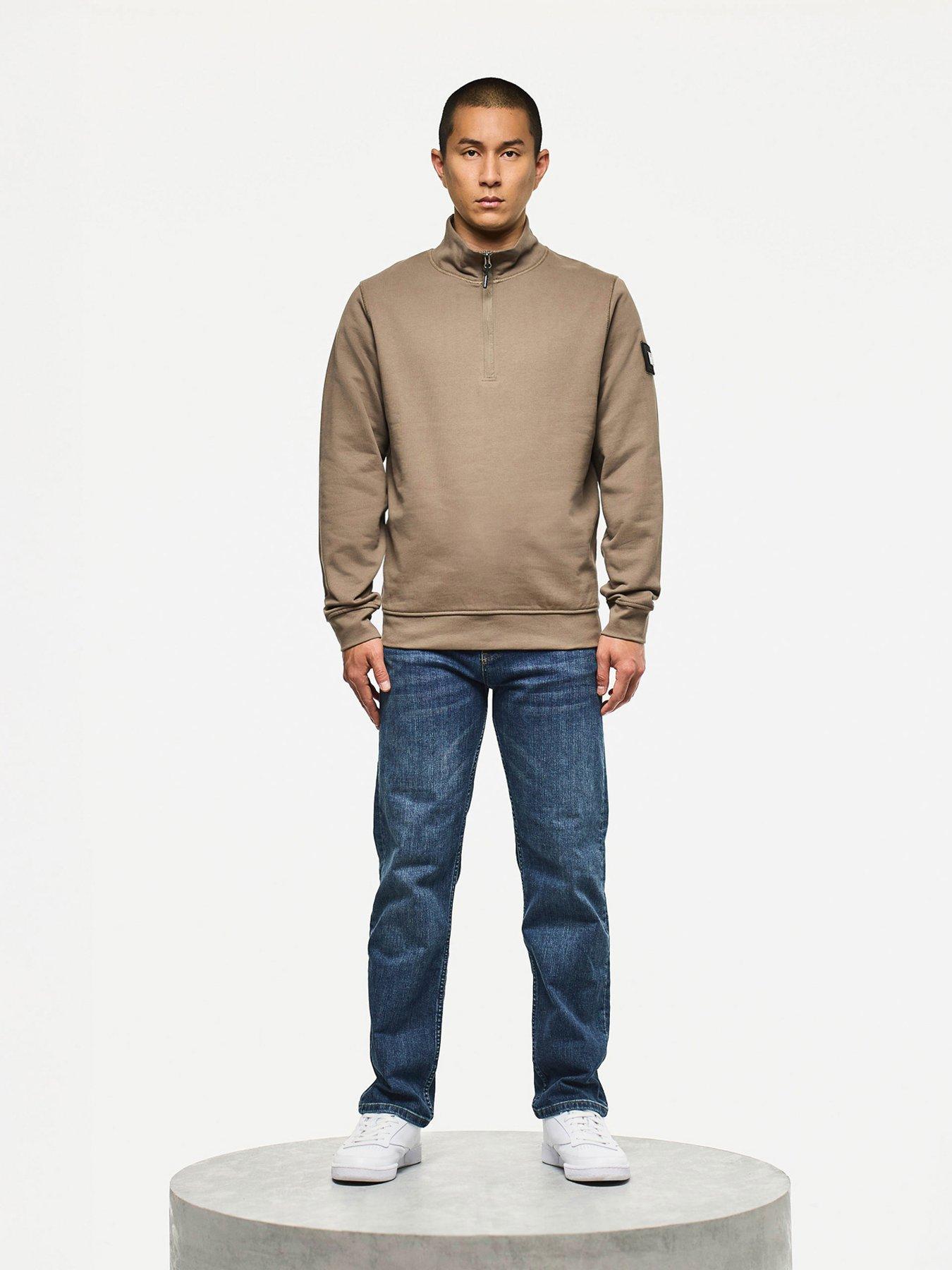  image of weekend-offender-kraviz-quarter-zip-sweatshirt-brown
