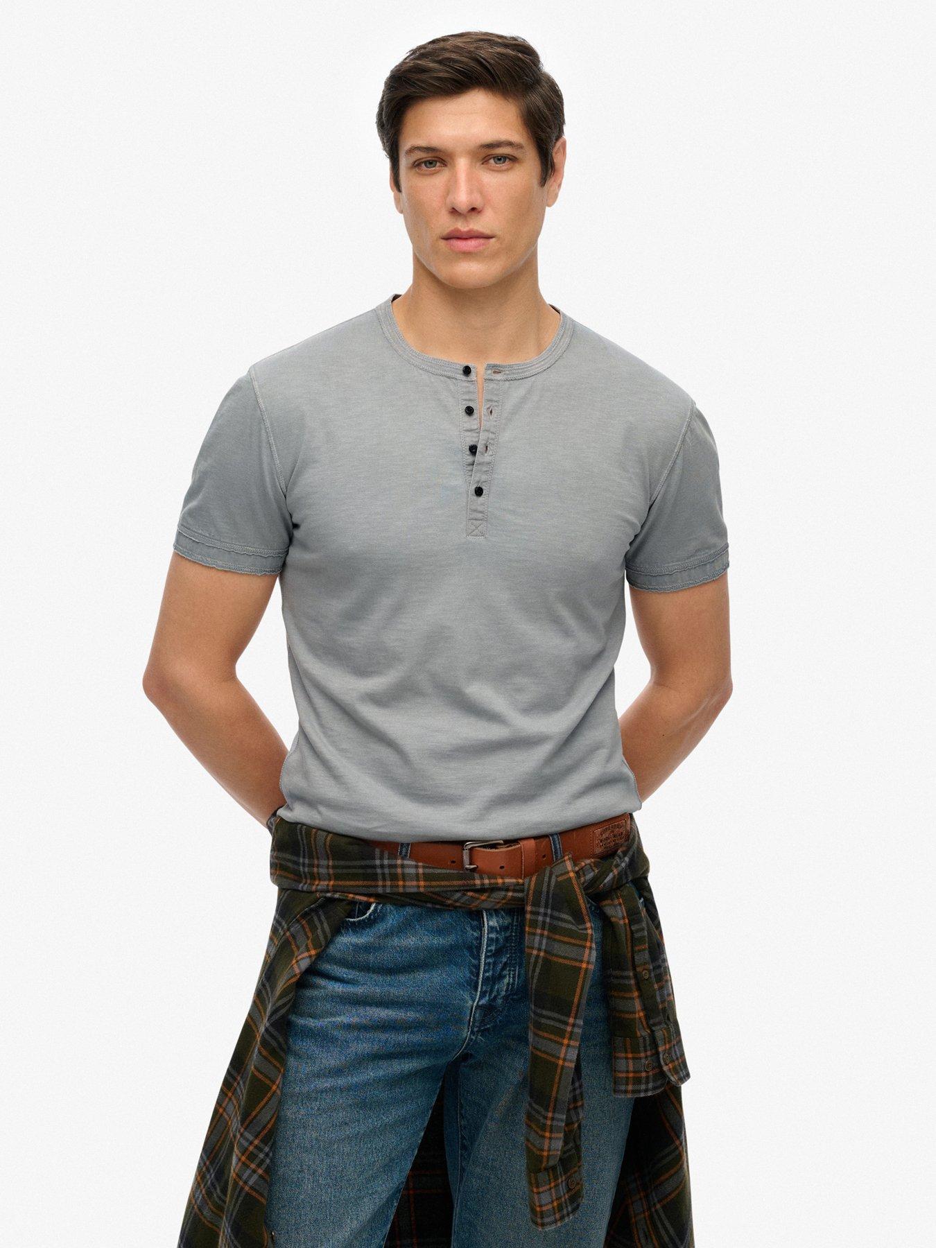 Image 1 of 5 of Superdry Grandad Jersey T-shirt - Grey