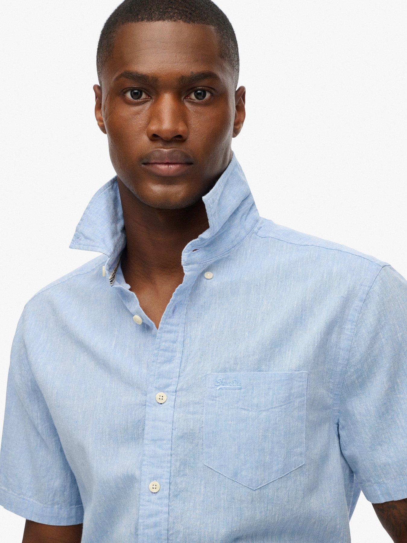  image of superdry-city-essential-linen-blend-short-sleeve-shirt