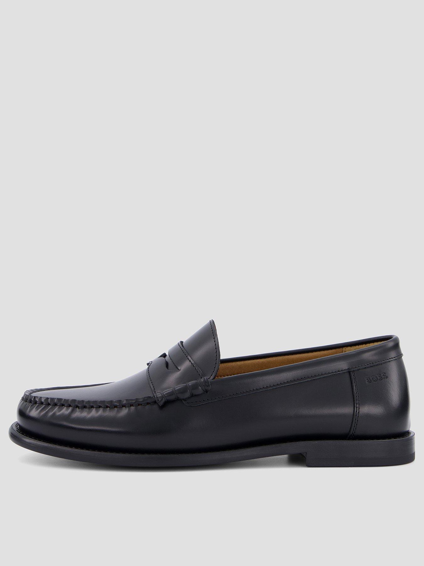 front image of boss-tevan-mocc-leather-loafers-black