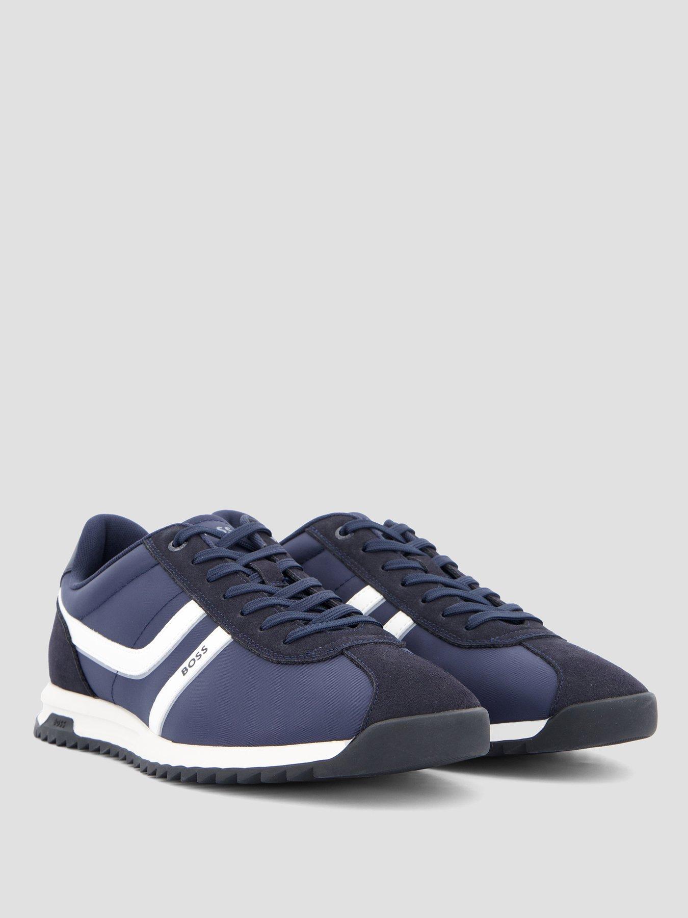 Image 6 of 7 of BOSS Orange Zayn Nylon Mix Low Profile Trainers - Navy