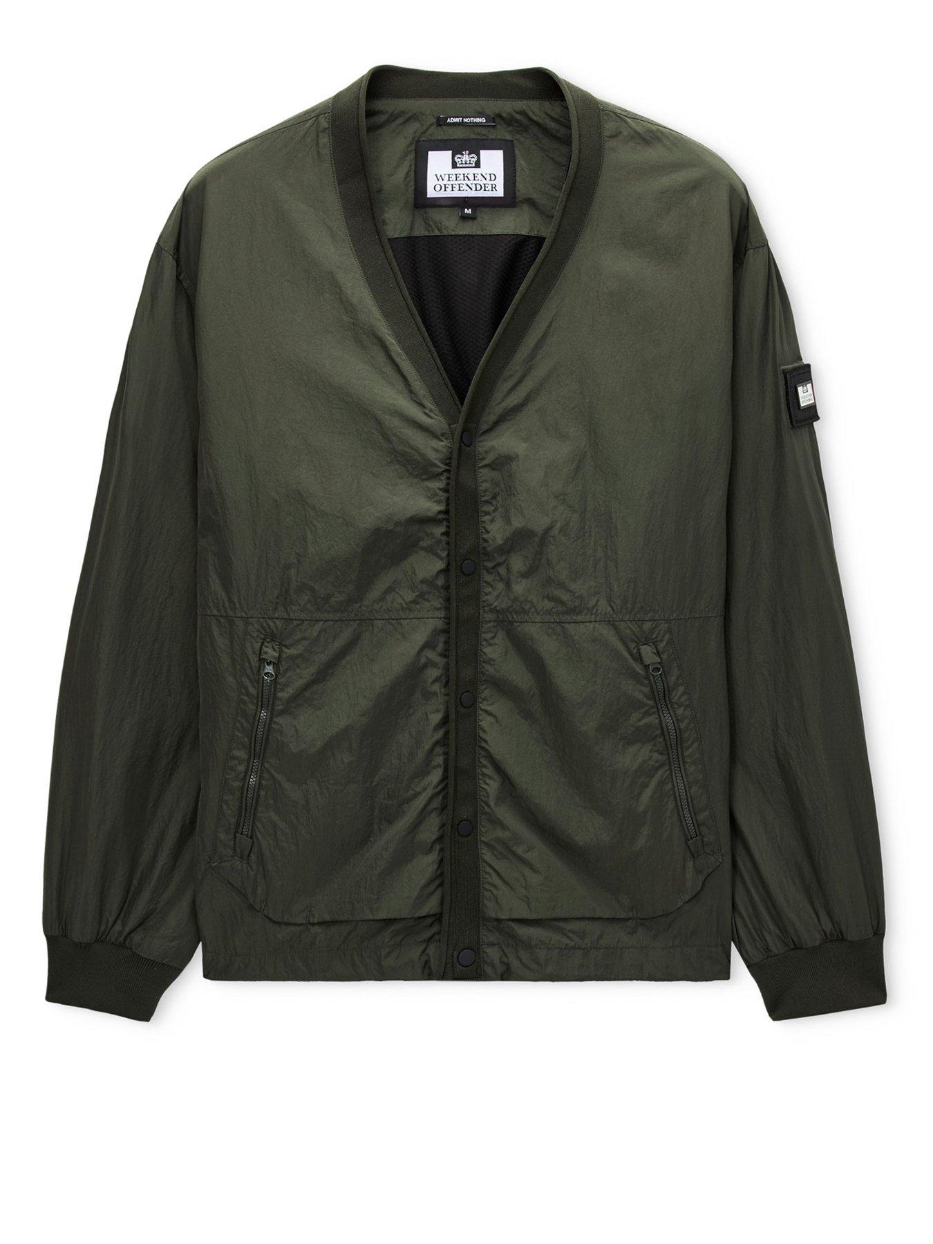 Image 4 of 6 of Weekend Offender Offender Cardigan Overshirt - Dark Green