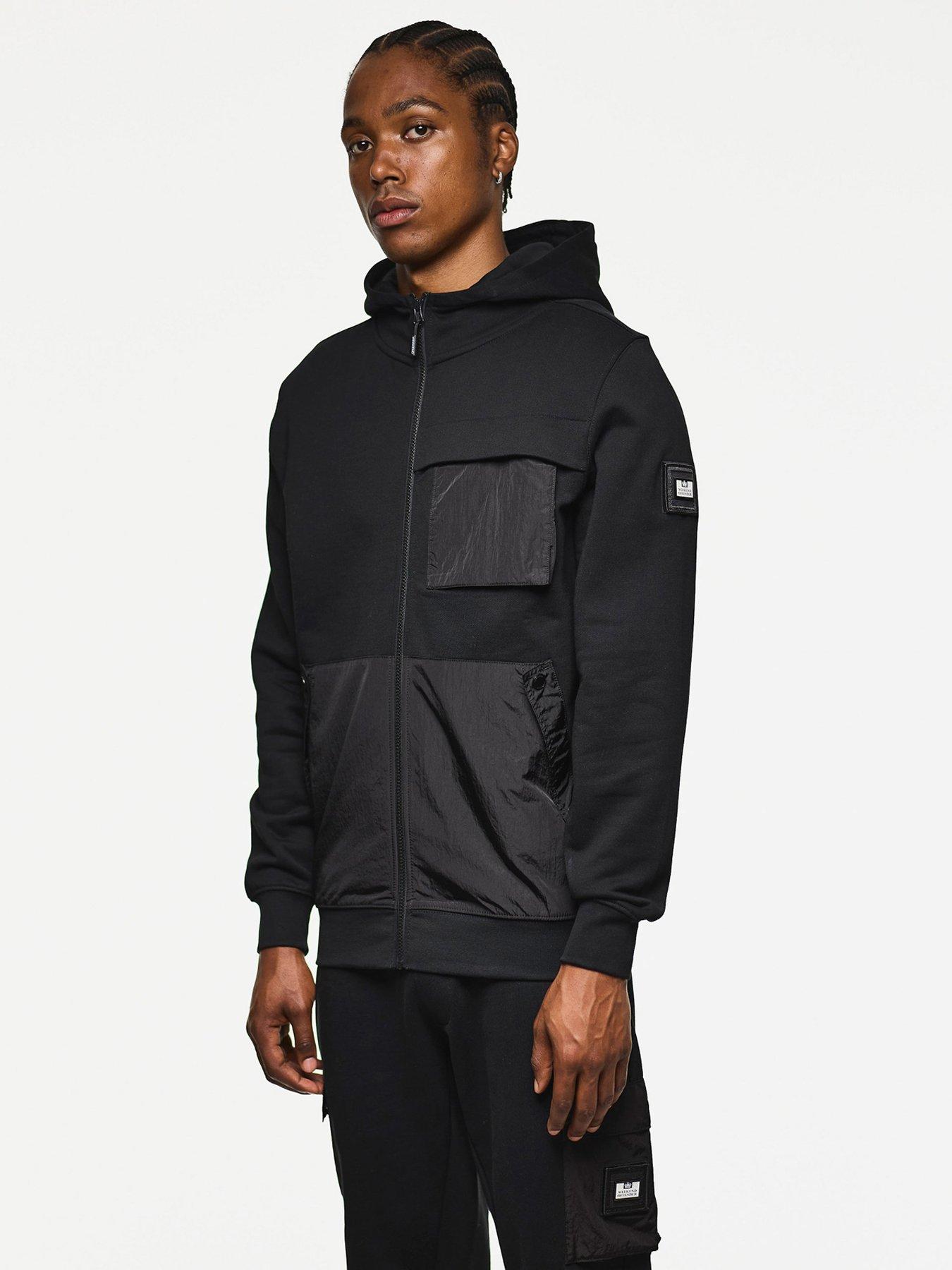 undefined Daponte Pocket Full Zip Hoodie - Black